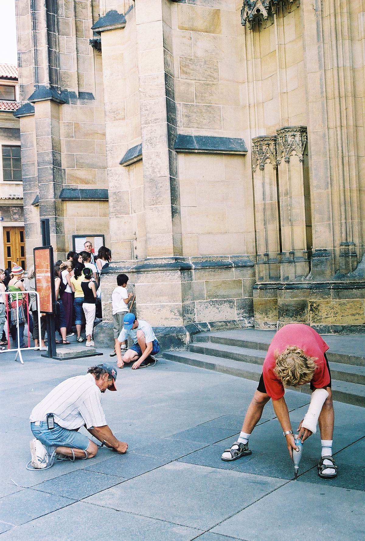 Resealing Grout outside St. Vitus Cathedral