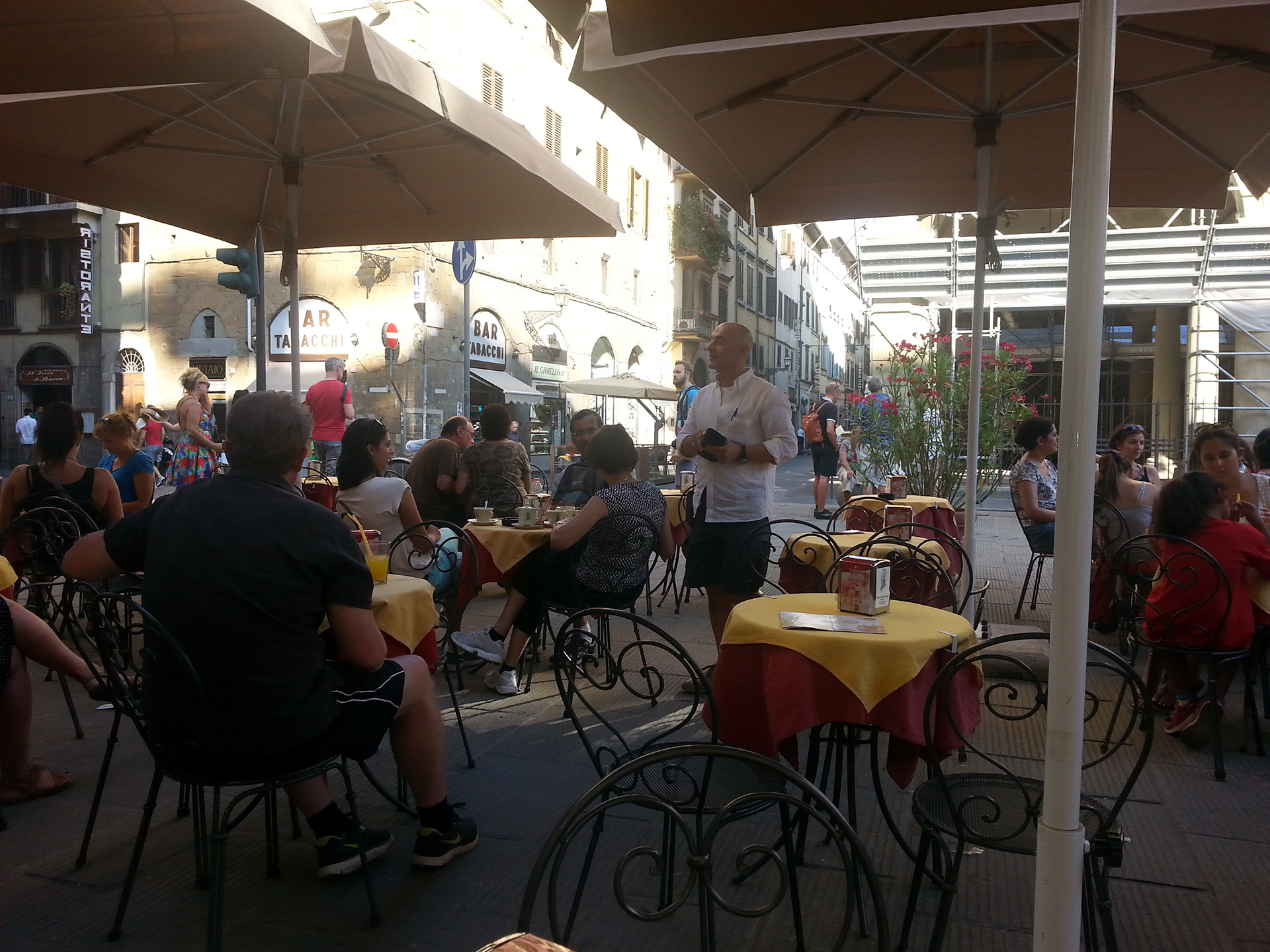 Time to cool down with a nice Compare spritzer at a local sidewalk cafe in Florence, Italy.