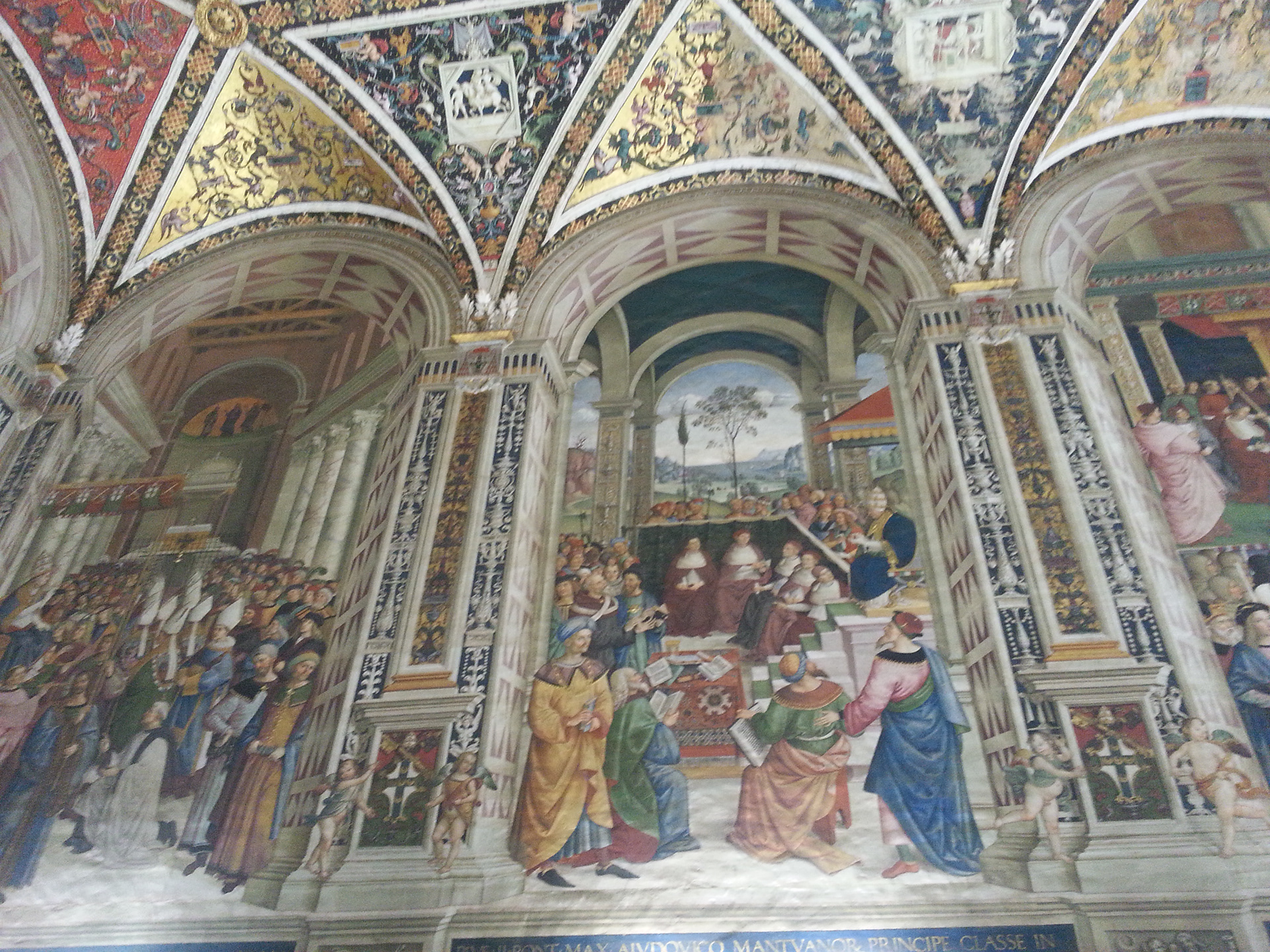 Siena Cathedral has the Piccolomini Library which was built by order of cardinal Francesco Piccolomini. Built adjacent to the Siena Cathedral, the library contains over 200 manuscripts housed in Siena Cathedral, some of which date back to the 12th century.  