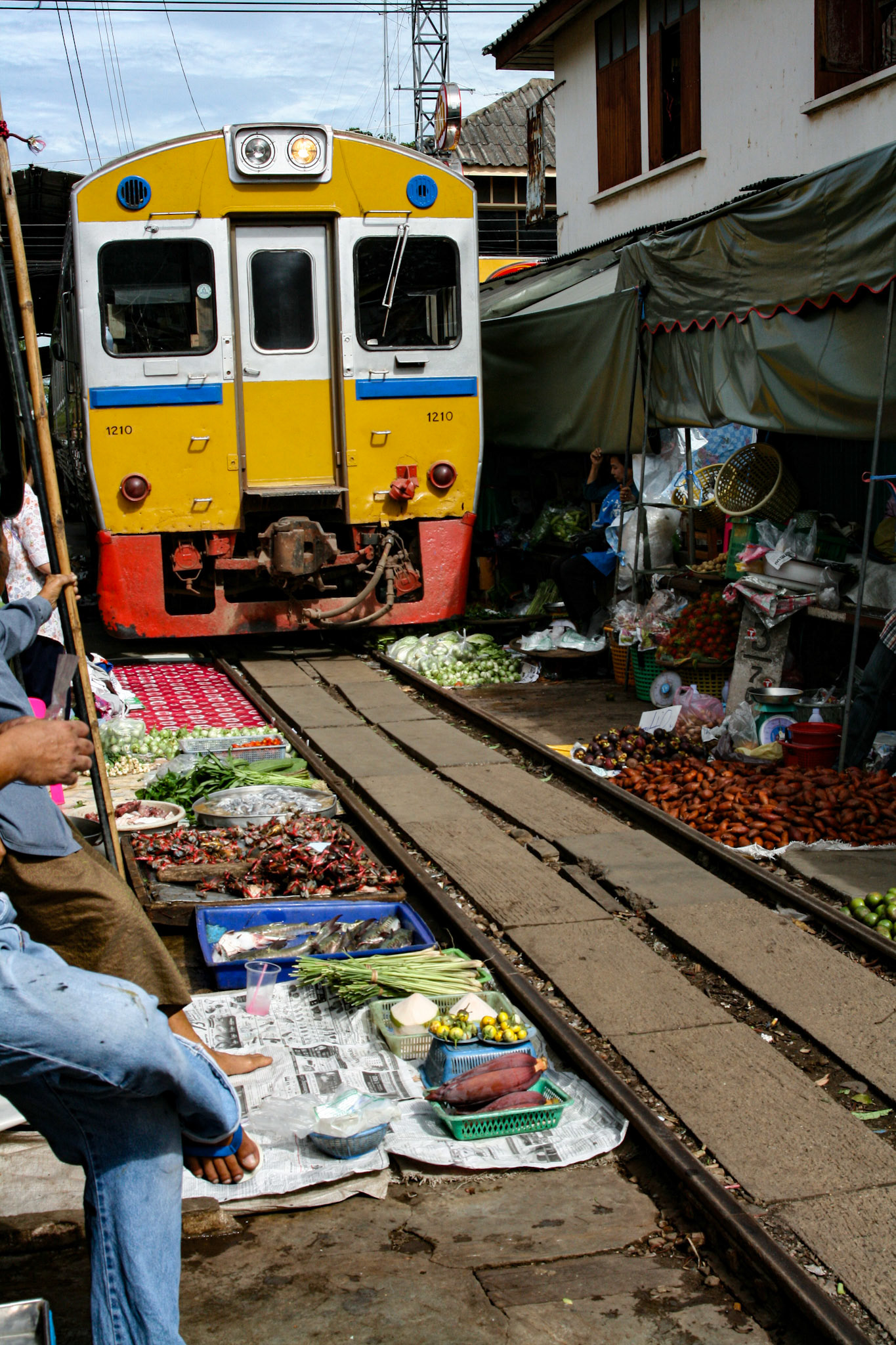 It is a tight squeeze and the train can only travel through at 15 mph to get through.
