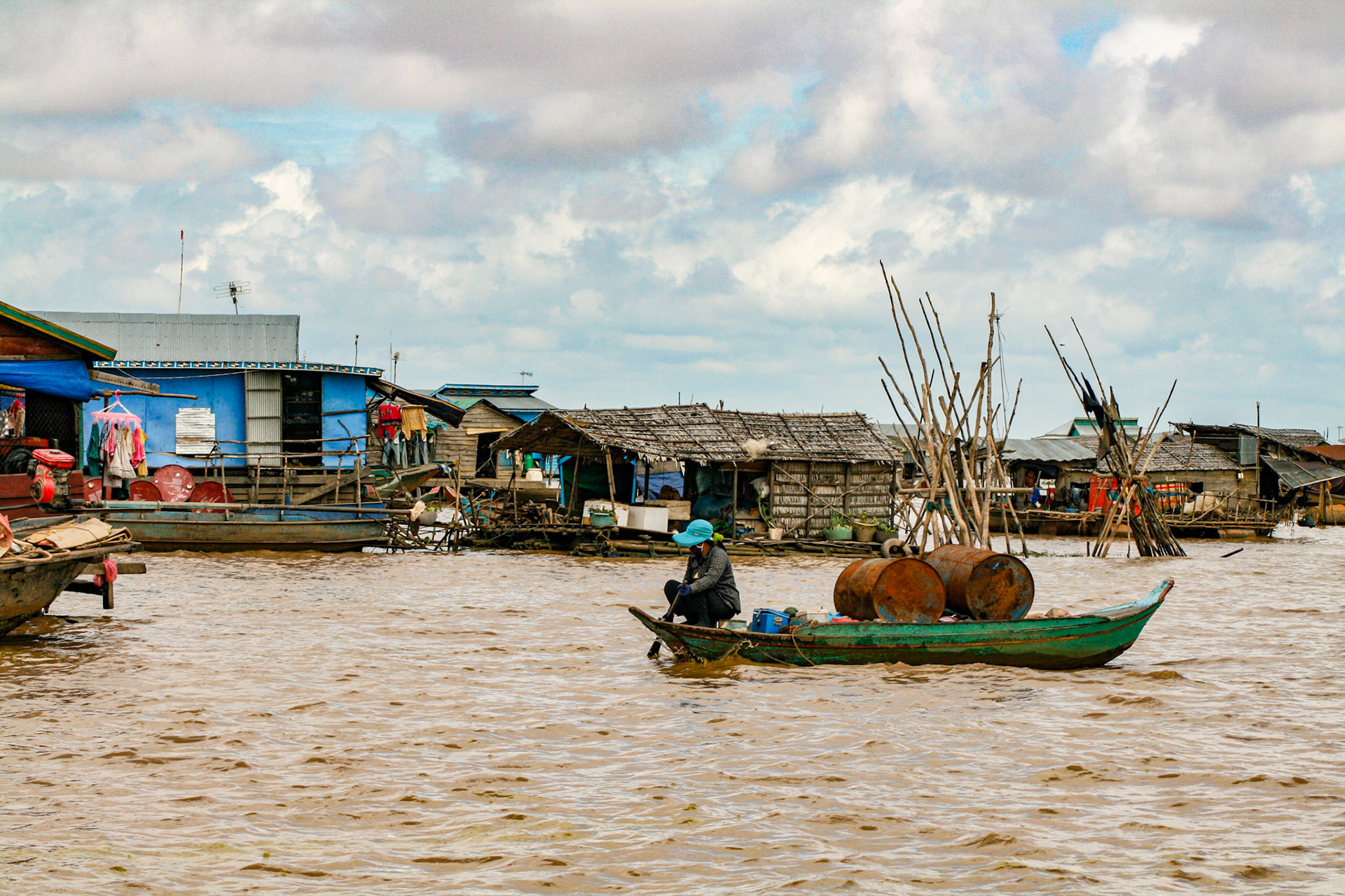 Tonlé Sap Lake, the largest freshwater body in Southeast Asia, supports a large carp-breeding and carp-harvesting industry, with numerous floating fishing villages inhabited largely by ethnic Vietnamese. The fermented and salted fish are staples of the Cambodian diet. 