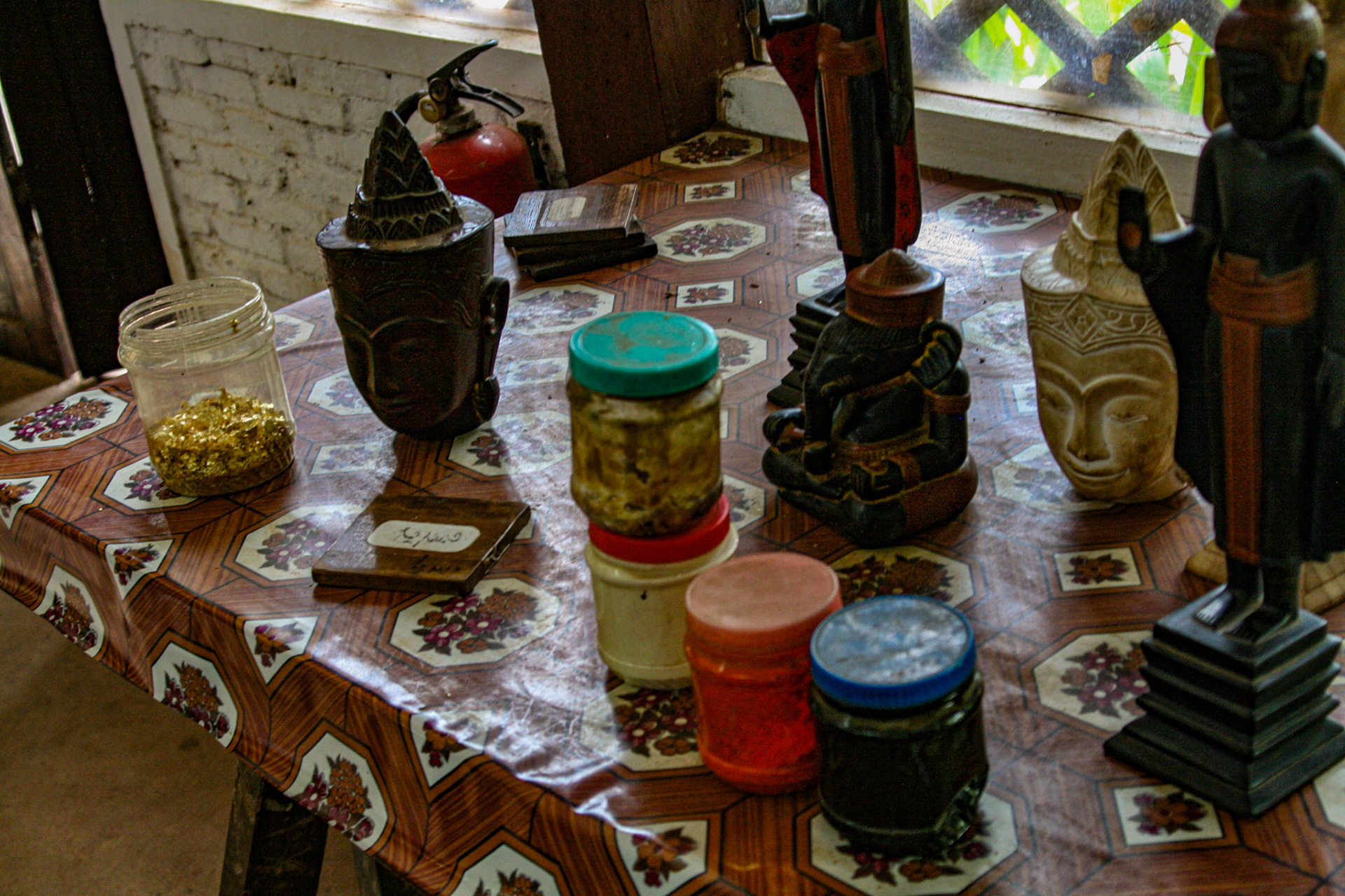 Hand-made wooden arts craft factory. 