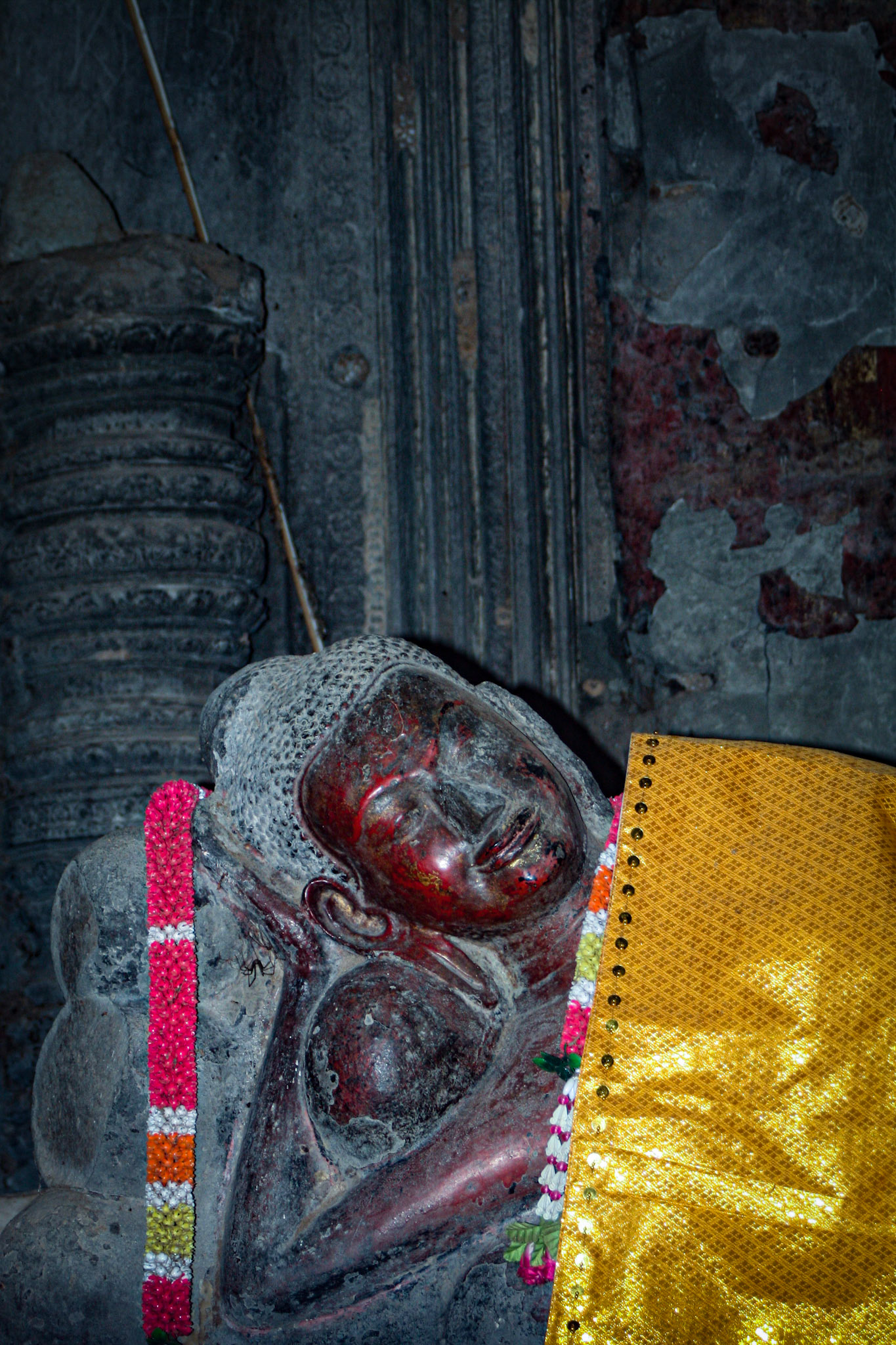Buddhism proliferated in the Cambodian region during the 13th century. Gradually, it became the dominant religion of Cambodia and Angkor Wat, along with other Hindu monuments, were repurposed for Buddhist worship. Buddhist iconography was added alongside the existing Hindu symbols and sculptures of Buddha were erected. The temple continues to be used for Buddhist worship to this day. 
