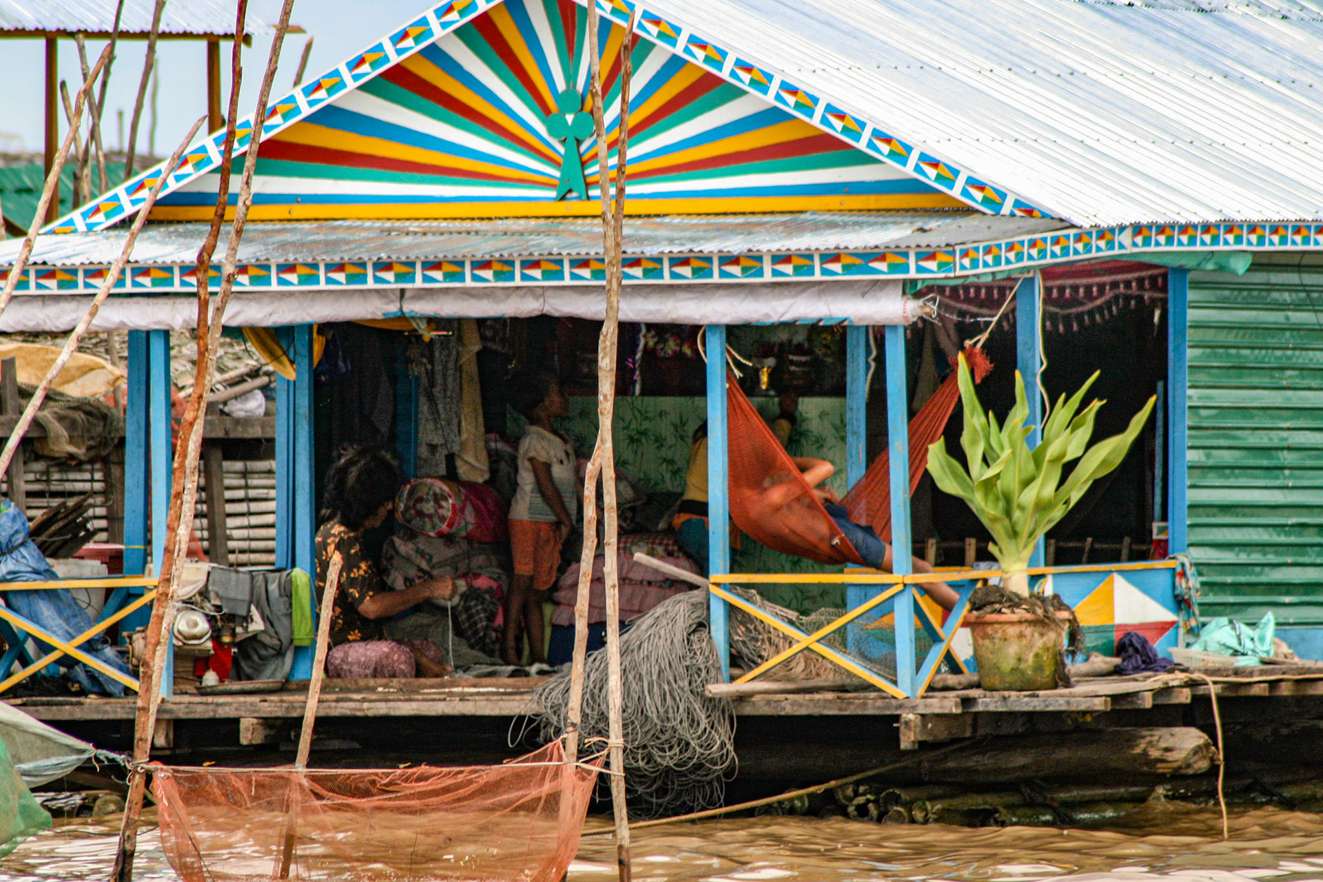 Tonlé Sap Lake, the largest freshwater body in Southeast Asia, supports a large carp-breeding and carp-harvesting industry, with numerous floating fishing villages inhabited largely by ethnic Vietnamese. The fermented and salted fish are staples of the Cambodian diet. 