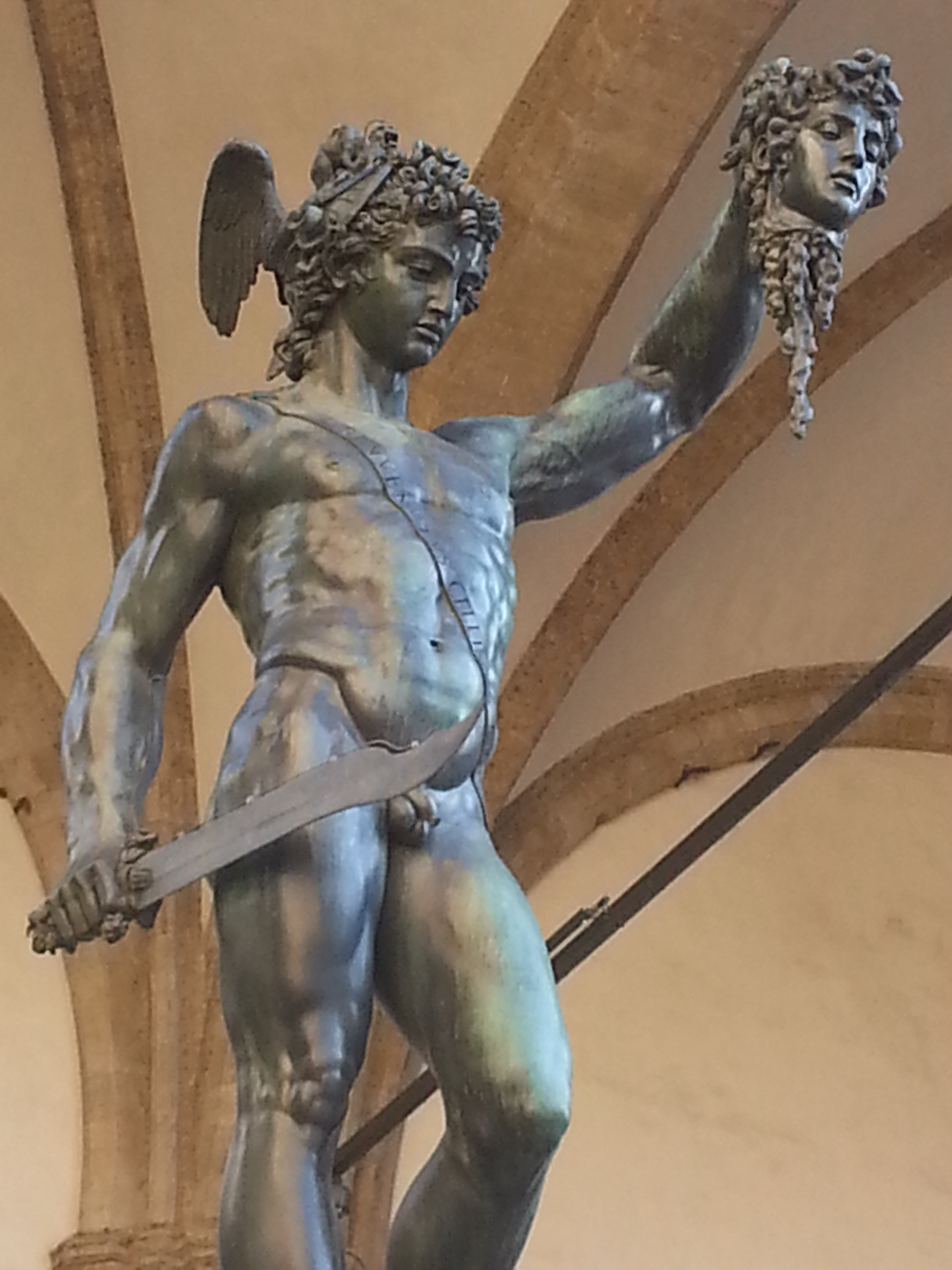 The statue of Perseo holding Medusa's head, by Benvenuto Cellini (1554), is a stark reminder of what happened to those who crossed the Medici. 