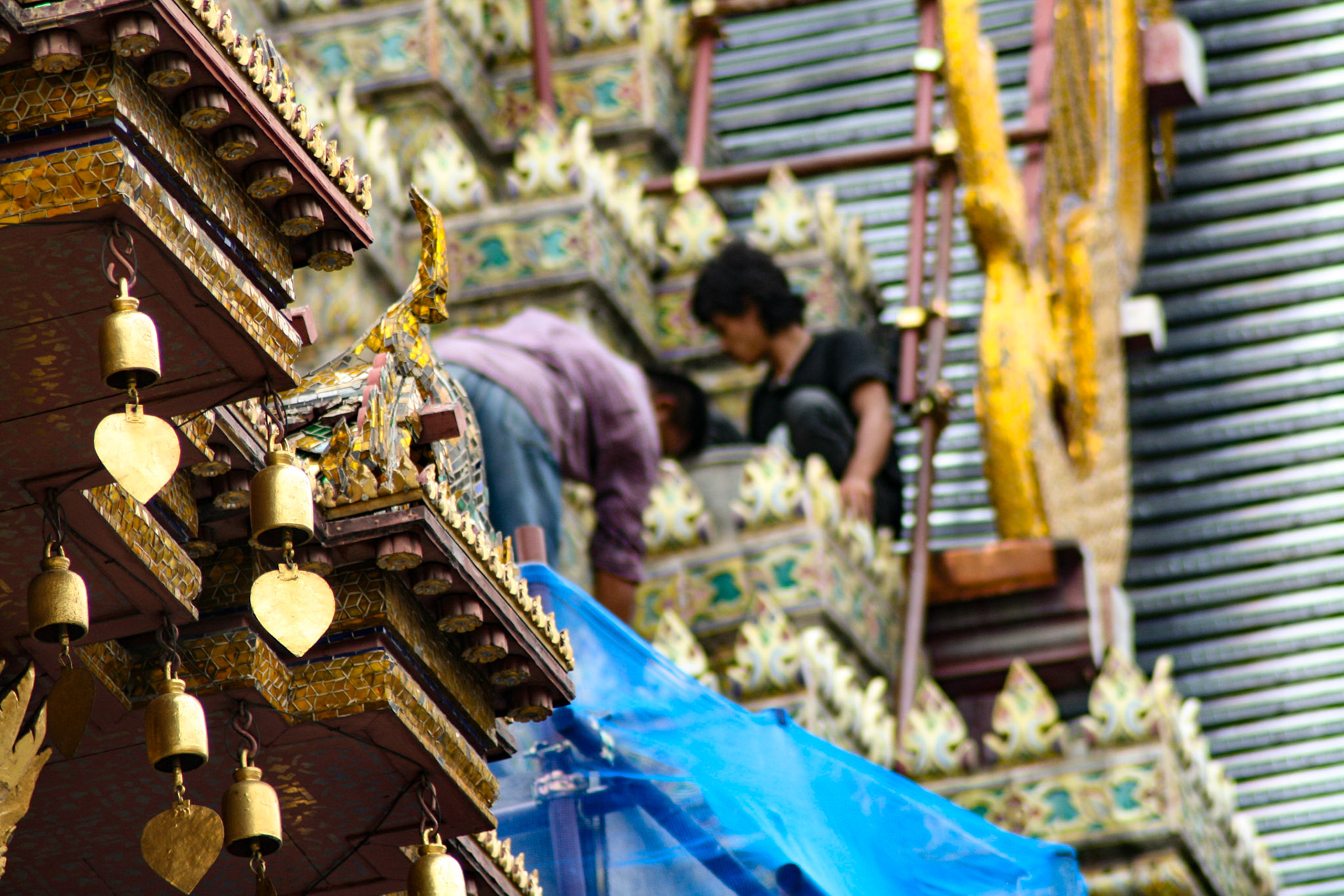 Architecture detail at Temple of Emerald Buddha (Wat Phra Kaew) 