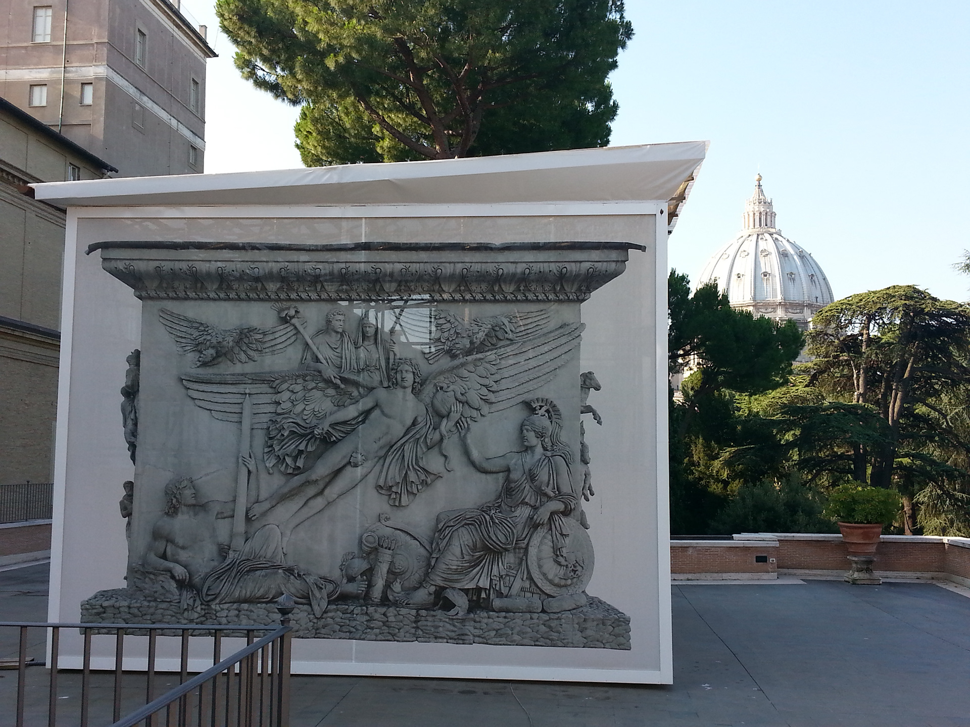 The Column of Antoninus Pius (Italian: Colonna di Antonino Pio) is a Roman honorific column in Rome, Italy, devoted in AD 161 to the Roman emperor Antoninus Pius, in the Campus Martius, on the edge of the hill now known as Monte Citorio, and set up by his successors, the co-emperors Marcus Aurelius and Lucius Verus. 