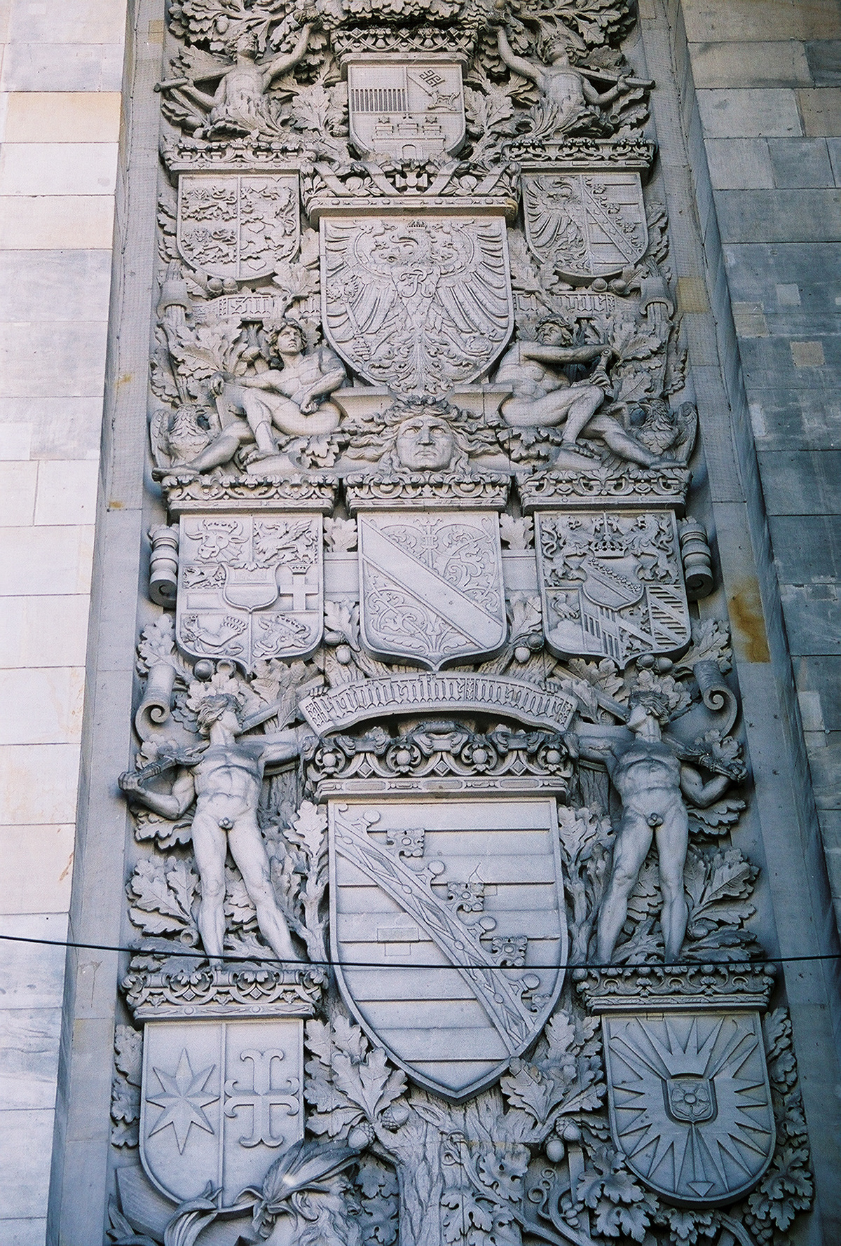 The Reichstag building relief detail.
