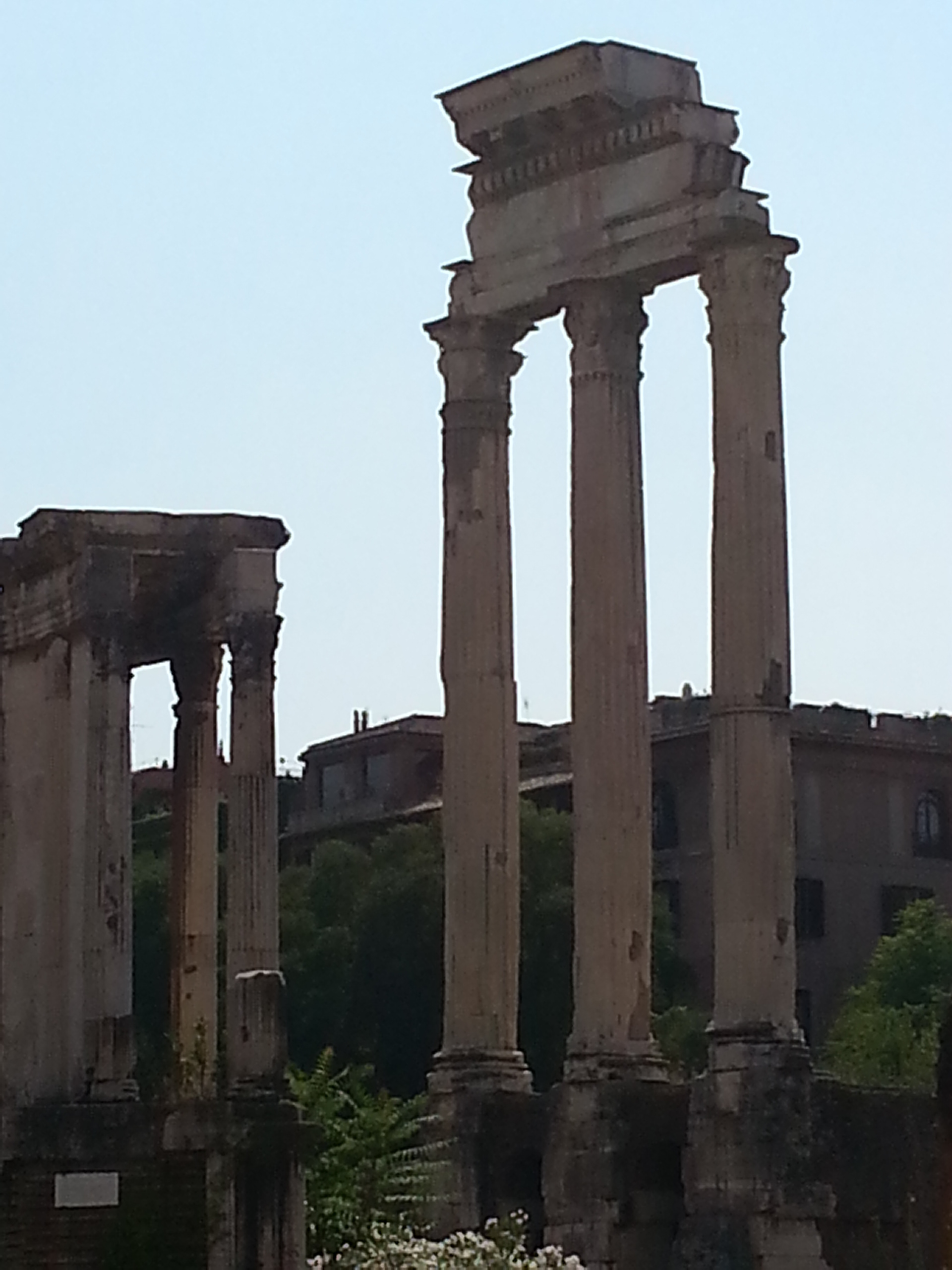 The Temple of Castor and Pollux (Italian: Tempio dei Dioscuri) is an ancient temple in the Roman Forum, Rome, central Italy. It was originally built in gratitude for victory at the Battle of Lake Regillus (495 BC). Castor and Pollux (Greek Polydeuces) were the Dioscuri, the "twins" of Gemini, the twin sons of Zeus (Jupiter) and Leda. Their cult came to Rome from Greece via Magna Graecia and the Greek culture of Southern Italy. 