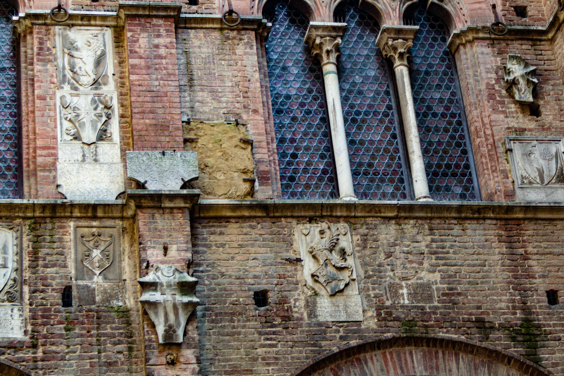 Cortile del Podesta, Courtyard of Palazzo Pubblico in Siena. Italy 