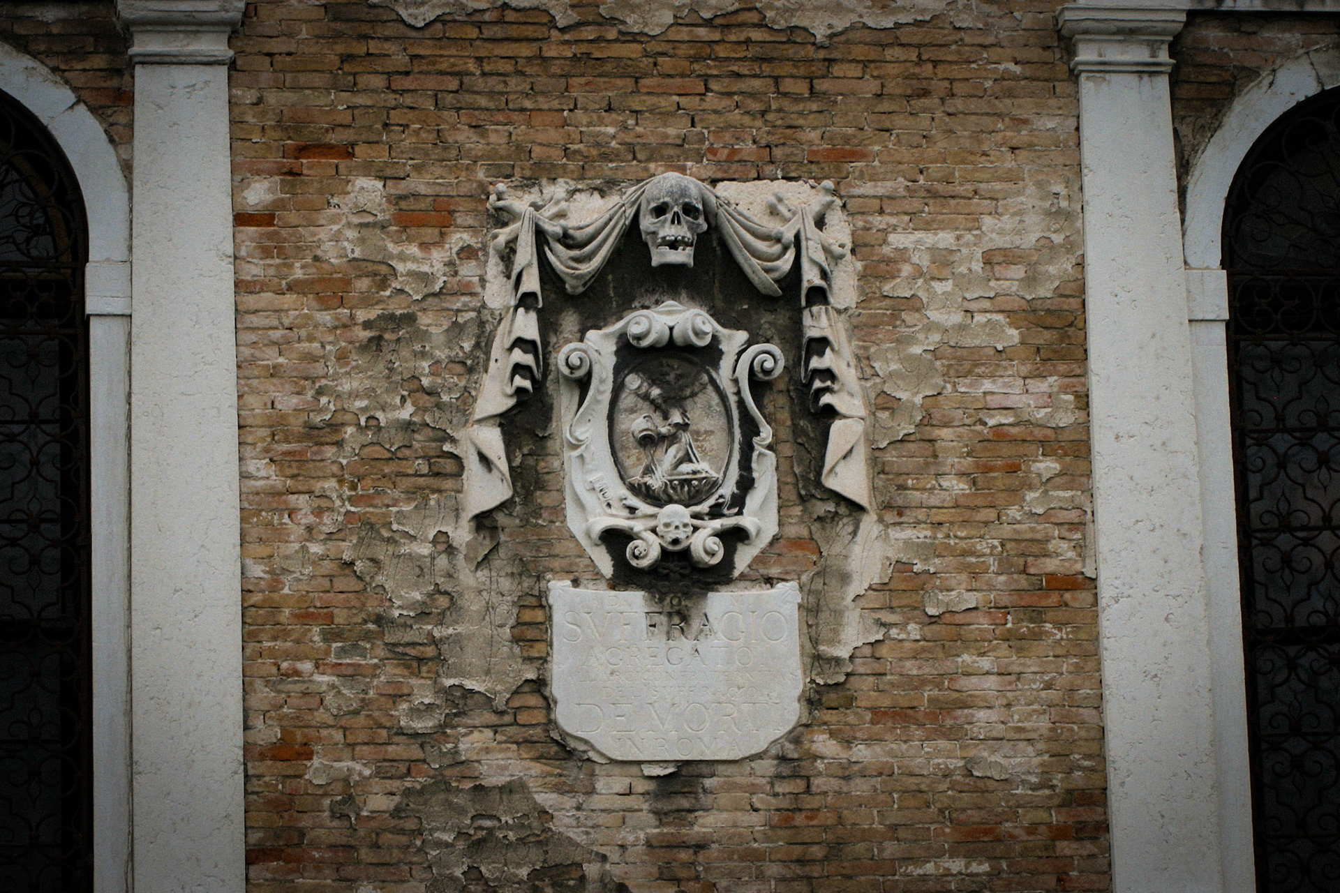 Ancient relief on church wall.