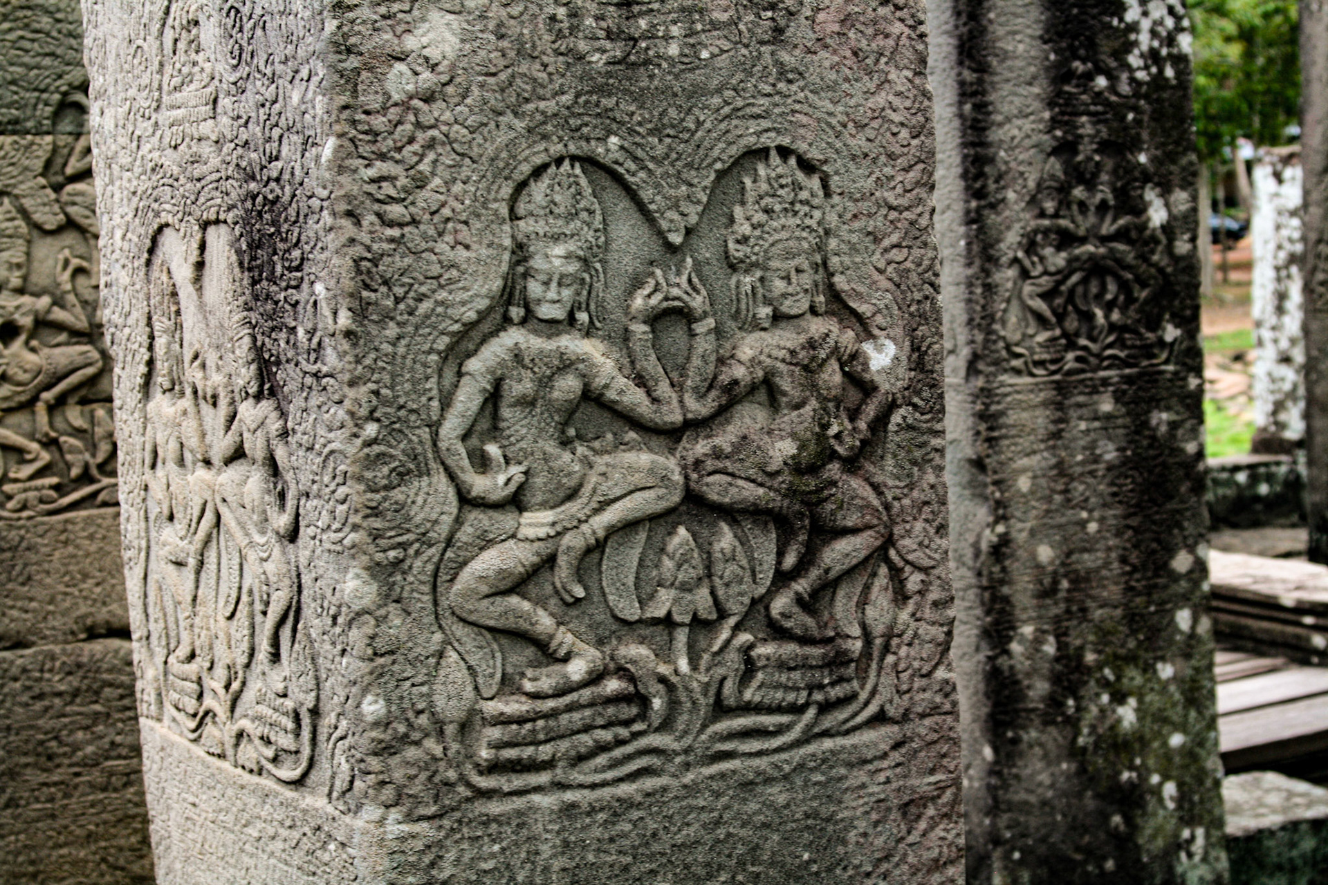 Dancing Apsara Ladies Stone Carving 