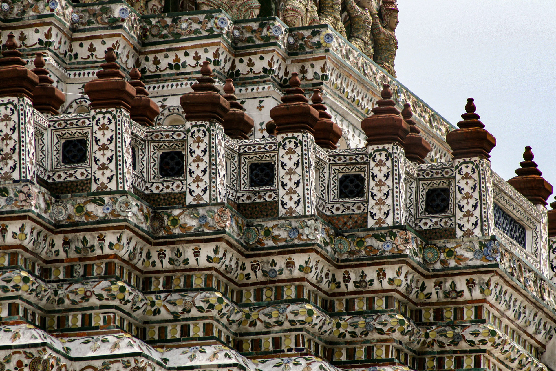 Architectural detail, Wat Arun, Temple of Dawn, Bangkok, Thailand 