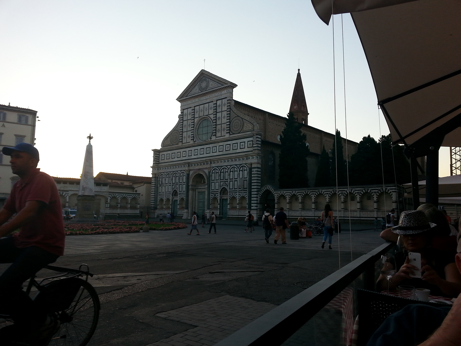 Arriving back in Florence: Santa Maria Novella is a church in Florence, Italy, situated opposite, and lending its name to, the city's main railway station. Chronologically, it is the first great basilica in Florence, and is the city's principal Dominican church. 