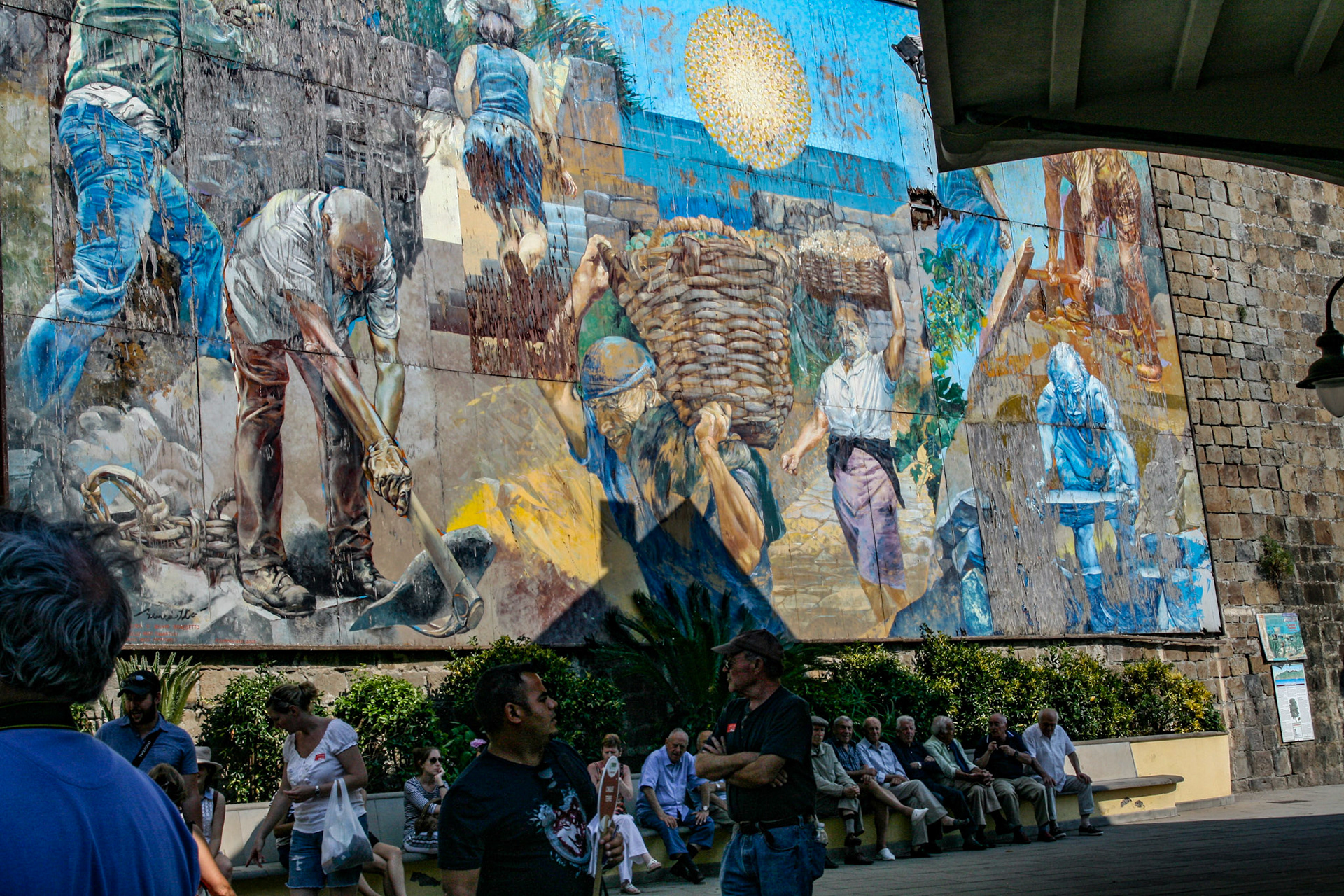 Murals of the painter Silvio Benedetto in Riomaggiore, Italy 
