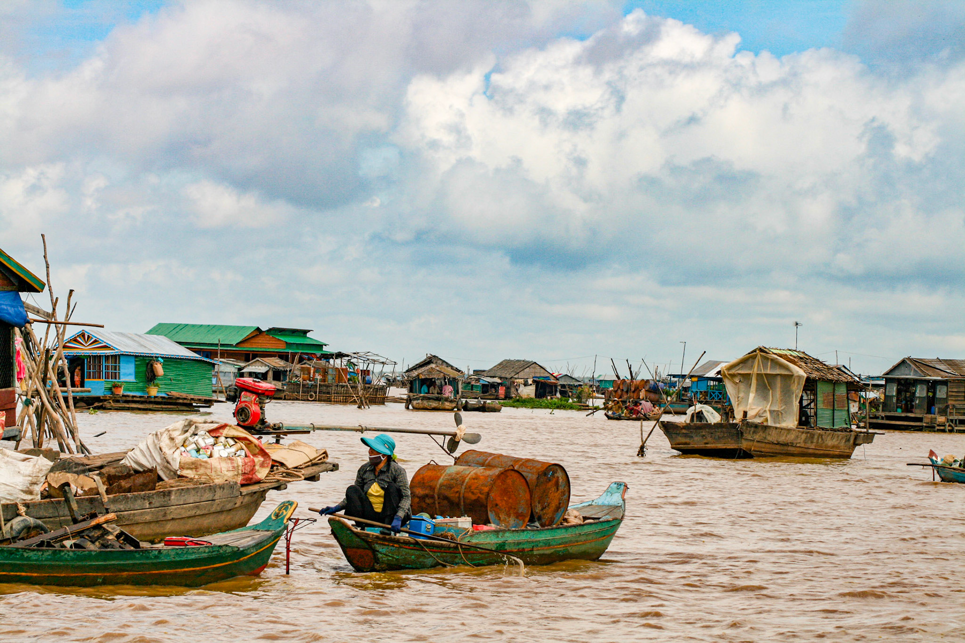 Tonlé Sap Lake, the largest freshwater body in Southeast Asia, supports a large carp-breeding and carp-harvesting industry, with numerous floating fishing villages inhabited largely by ethnic Vietnamese. The fermented and salted fish are staples of the Cambodian diet. 