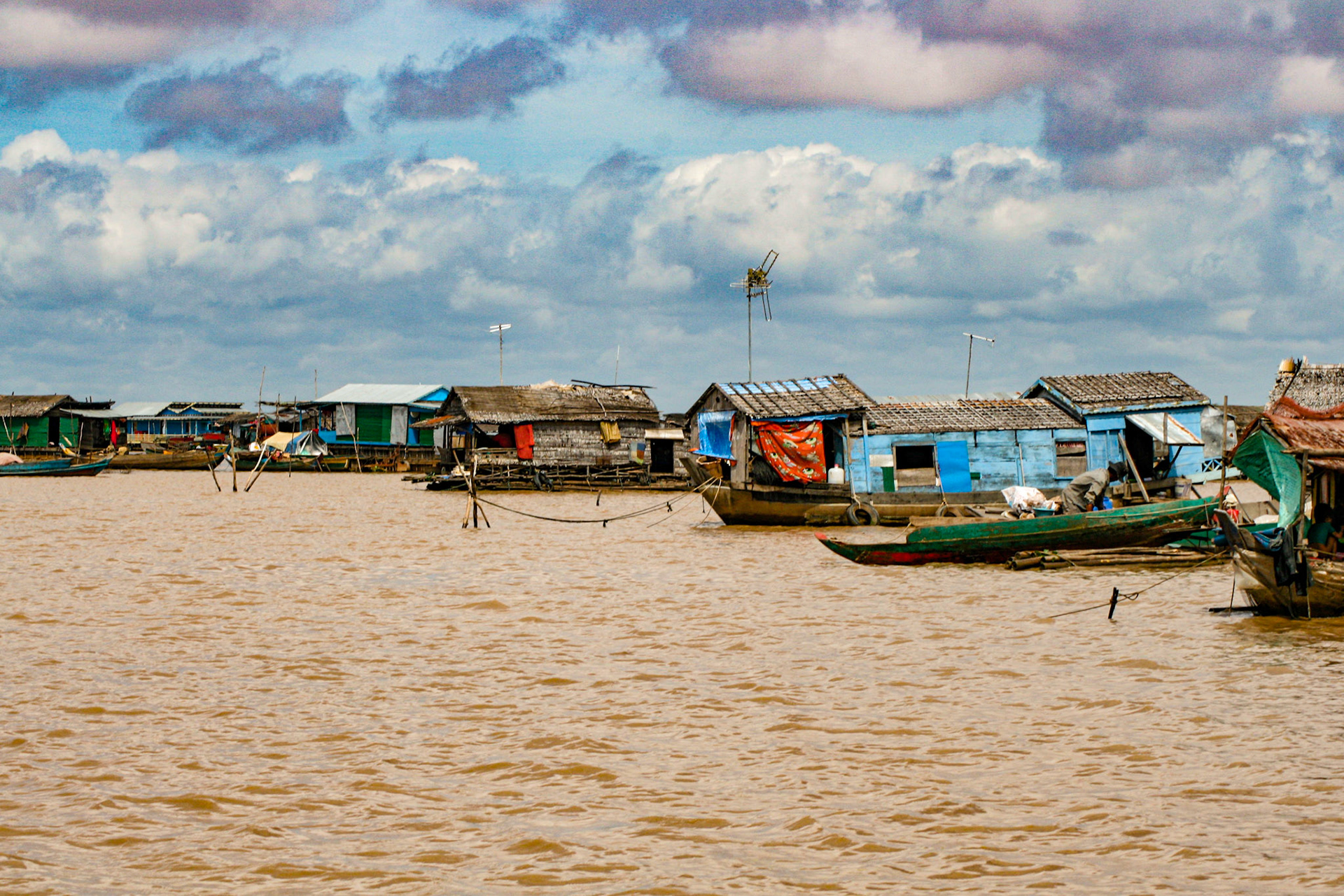Tonlé Sap Lake, the largest freshwater body in Southeast Asia, supports a large carp-breeding and carp-harvesting industry, with numerous floating fishing villages inhabited largely by ethnic Vietnamese. The fermented and salted fish are staples of the Cambodian diet. 