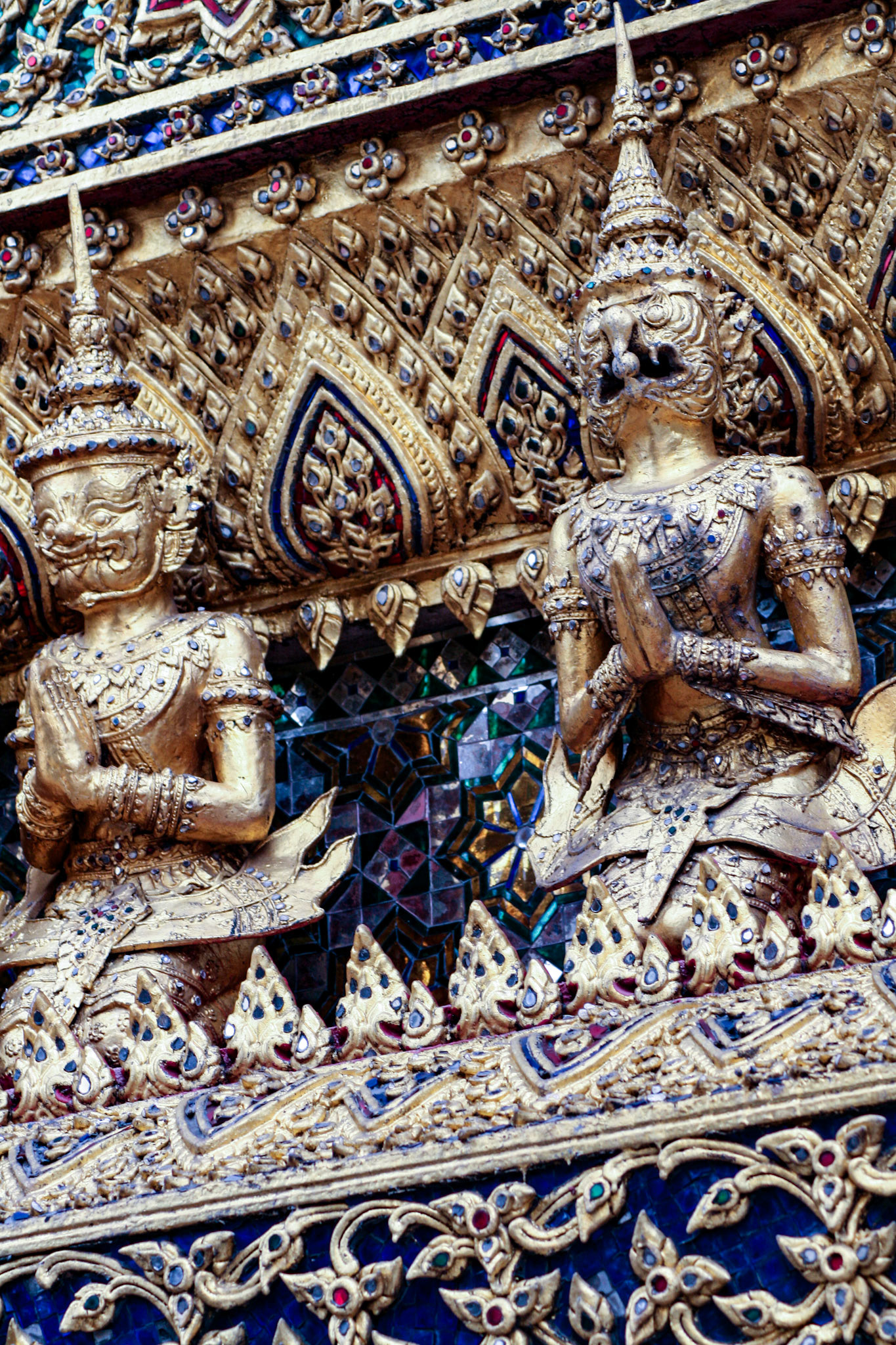 Architecture detail at Temple of Emerald Buddha (Wat Phra Kaew) 