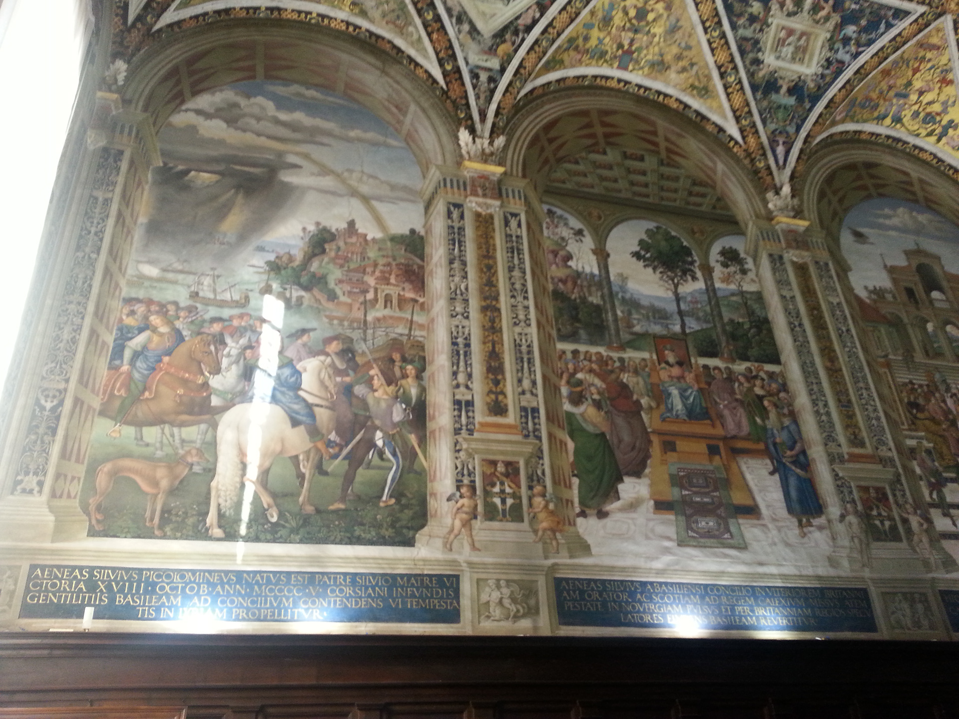 Siena Cathedral has the Piccolomini Library which was built by order of cardinal Francesco Piccolomini. Built adjacent to the Siena Cathedral, the library contains over 200 manuscripts housed in Siena Cathedral, some of which date back to the 12th century.  