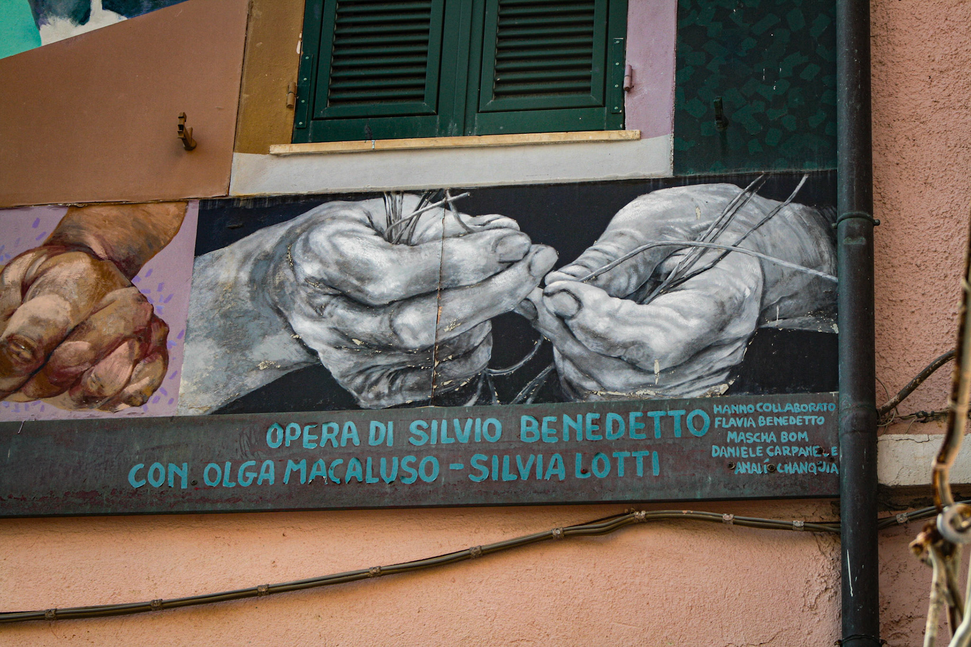 Murals of the painter Silvio Benedetto in Riomaggiore, Italy 