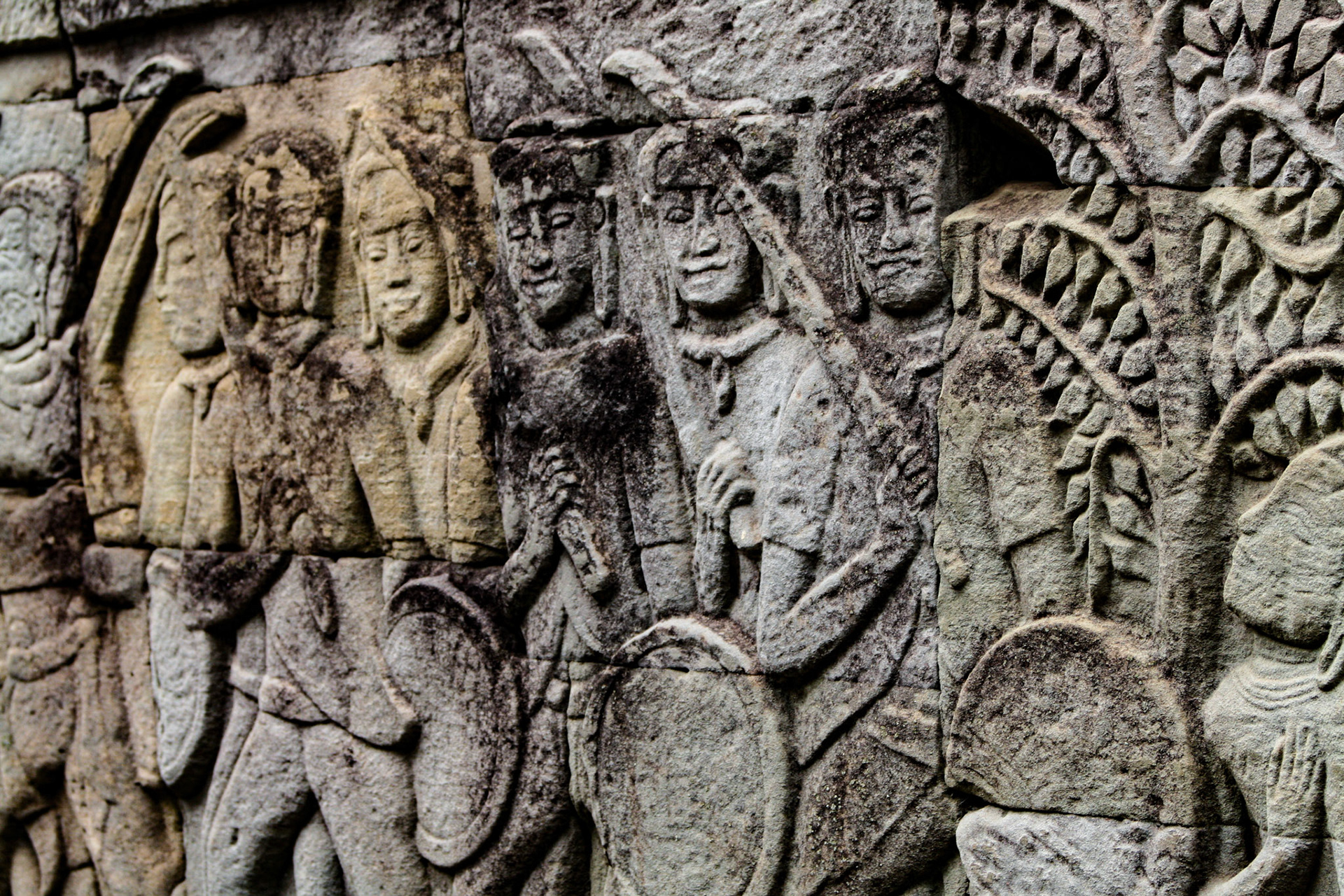 Bas relief sculpture at Angkor Thom, Siem reap, Cambodia