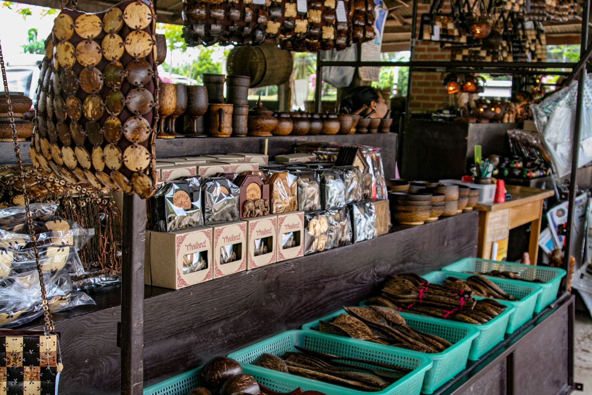 Visiting a local coconut grove gift shop.
