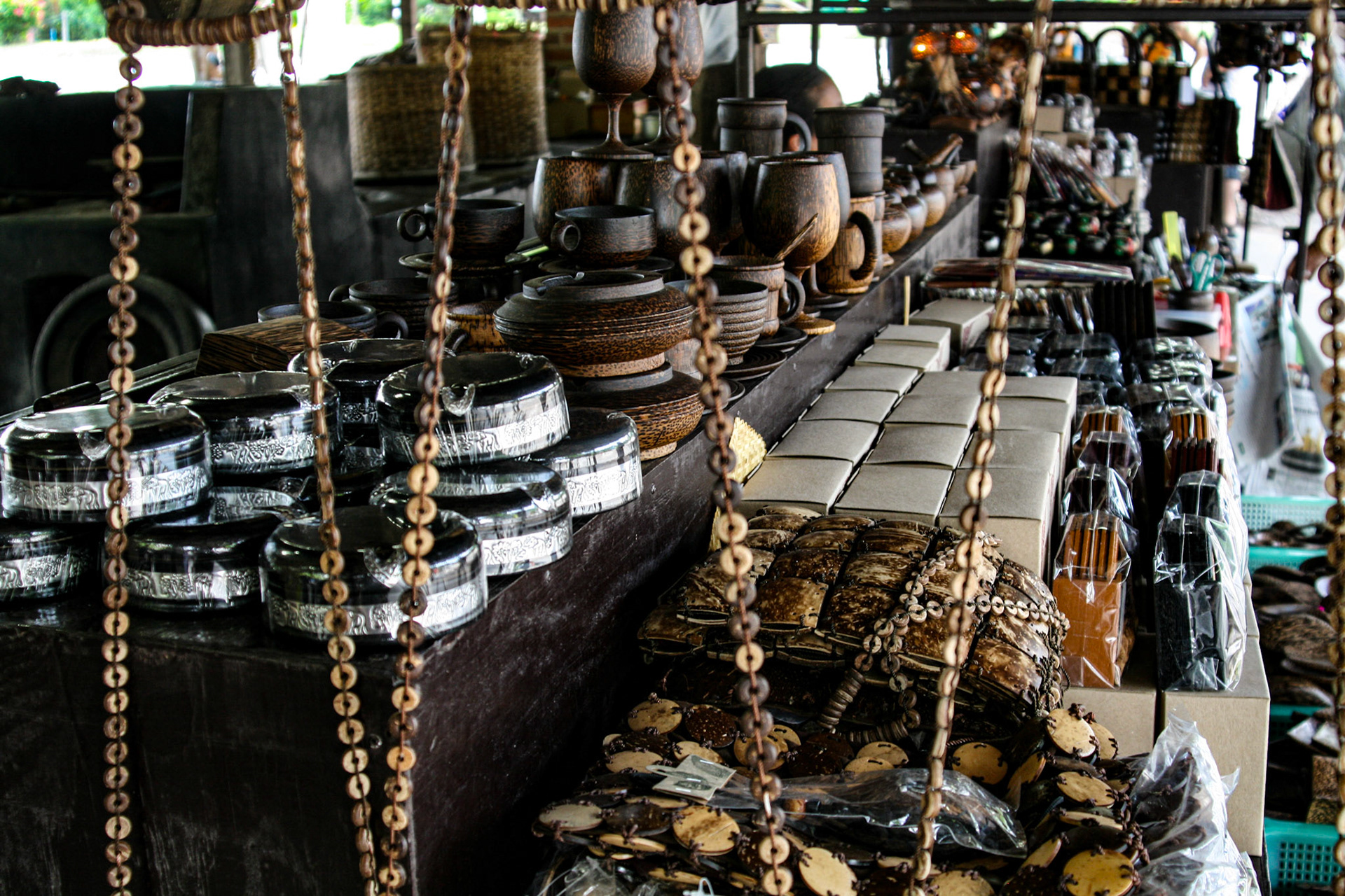 Visiting a local coconut grove gift shop.