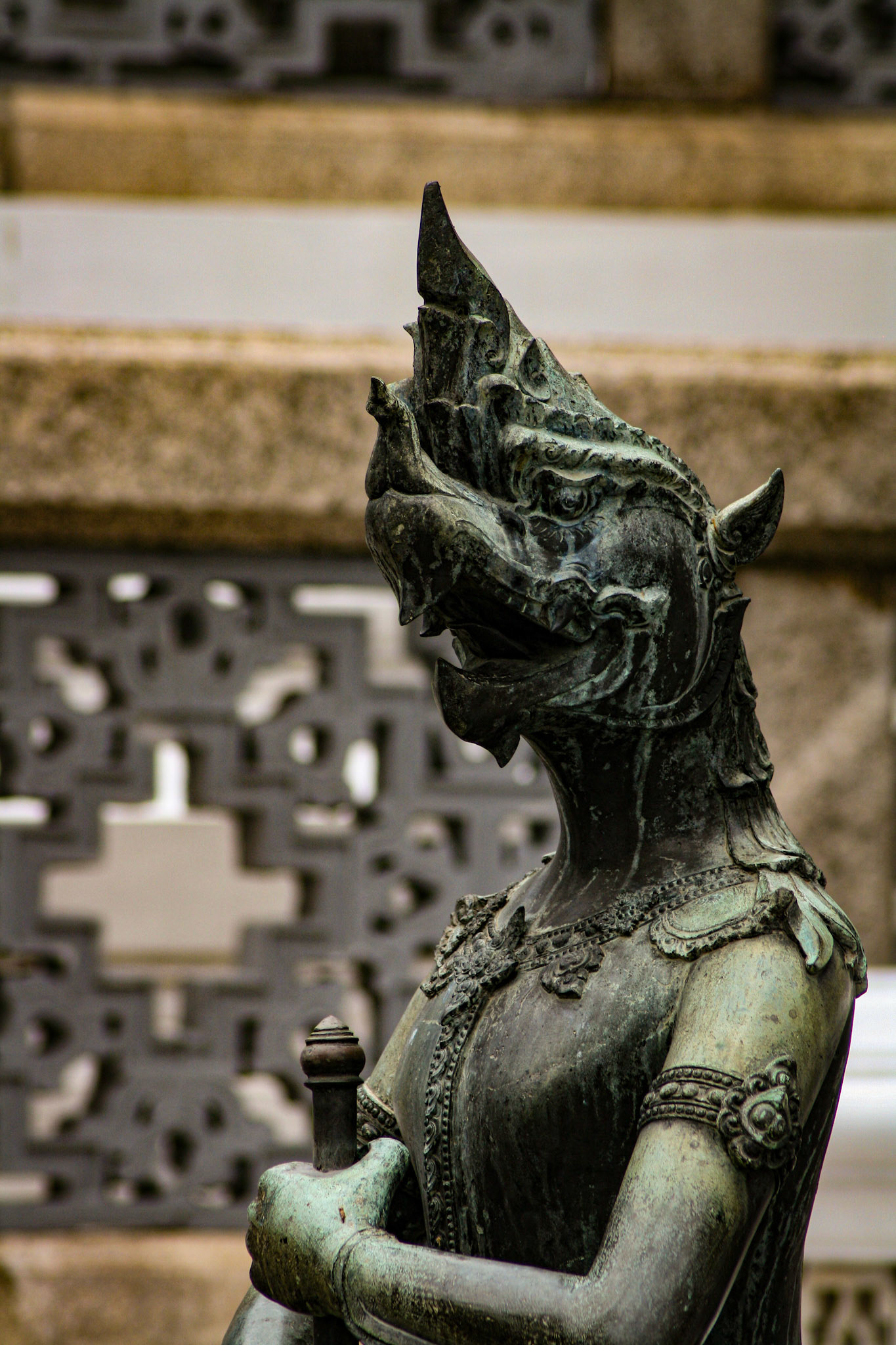 Guardian statue at Temple of Emerald Buddha.