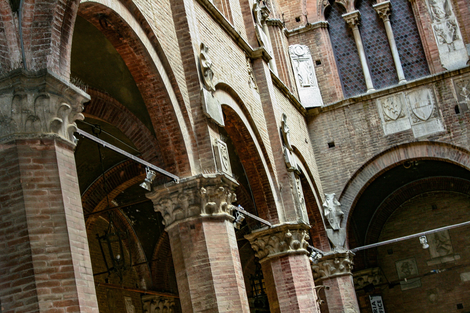 Cortile del Podesta, Courtyard of Palazzo Pubblico in Siena. Italy 