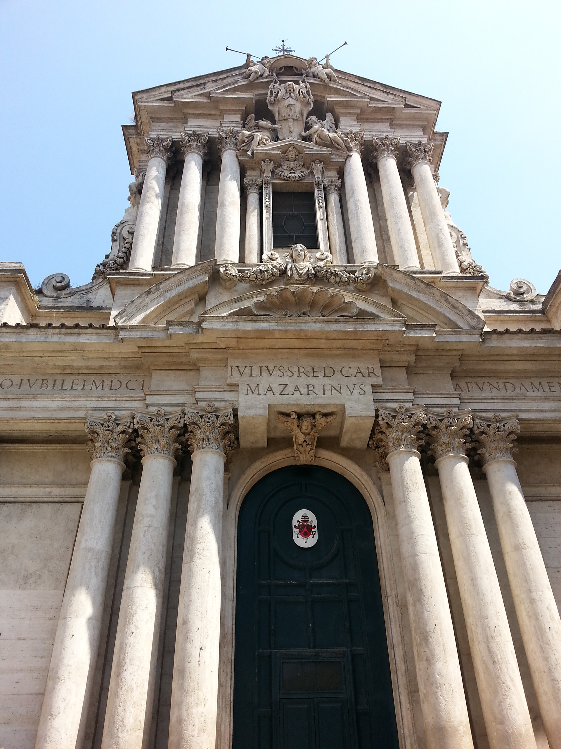Santi Vincenzo e Anastasio a Trevi ("Saints Vincent and Anastasius at Trevi") is a Baroque church in Rome, the capital of Italy. Built from 1646 to 1650 to the design of architect Martino Longhi the Younger and located near the Trevi Fountain and the Quirinal Palace, for which it served as parish church, it is notable as the place where the precordia and embalmed hearts of 22 popes from Sixtus V to Leo XIII are preserved. 