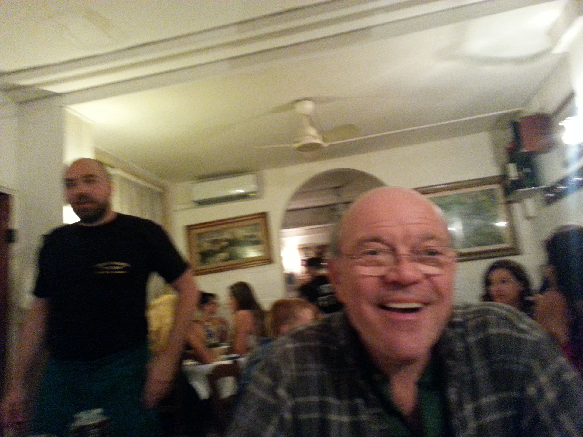 David Soileau awaits dinner at a local Florence restaurant.