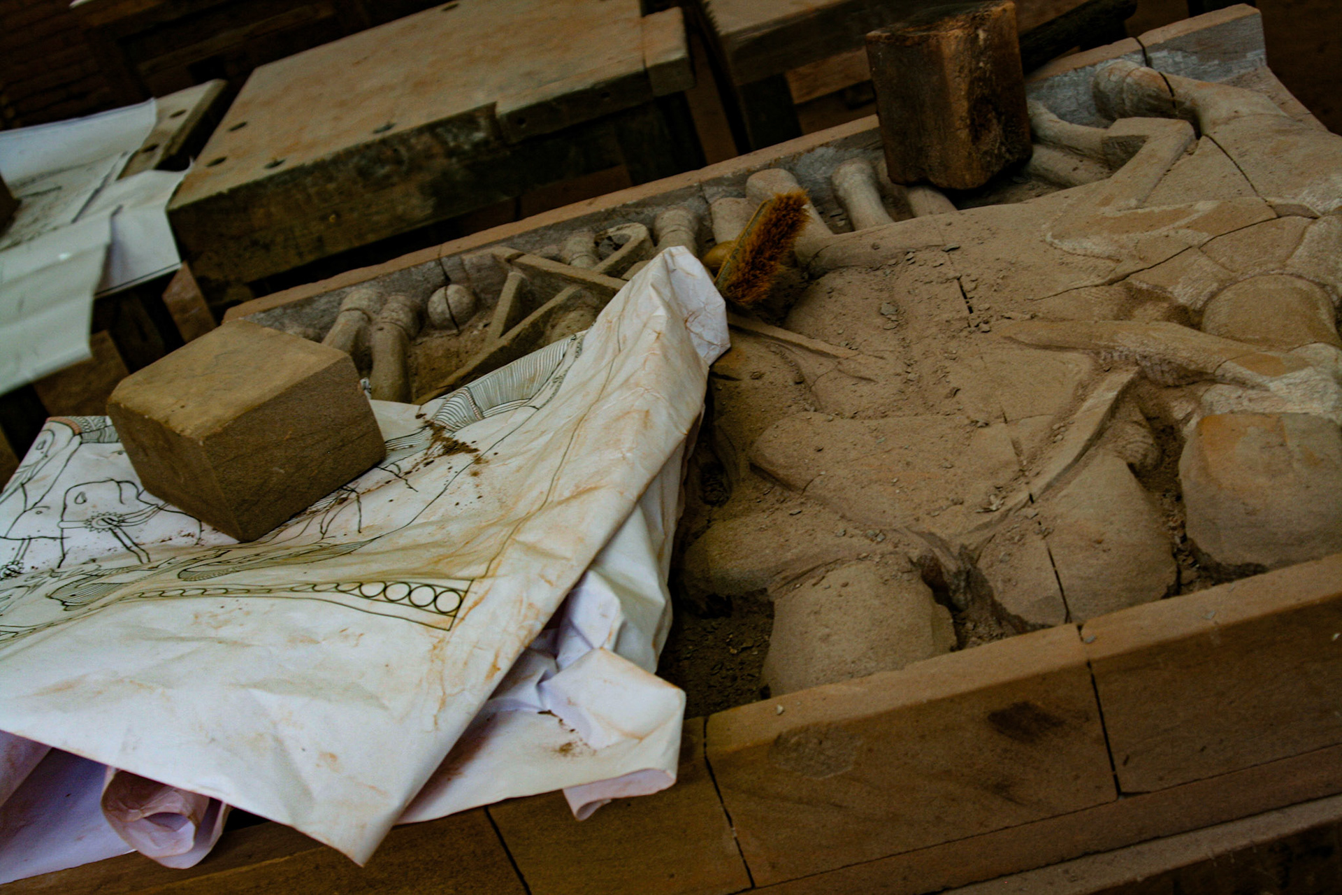 Hand-made wooden arts craft factory. 