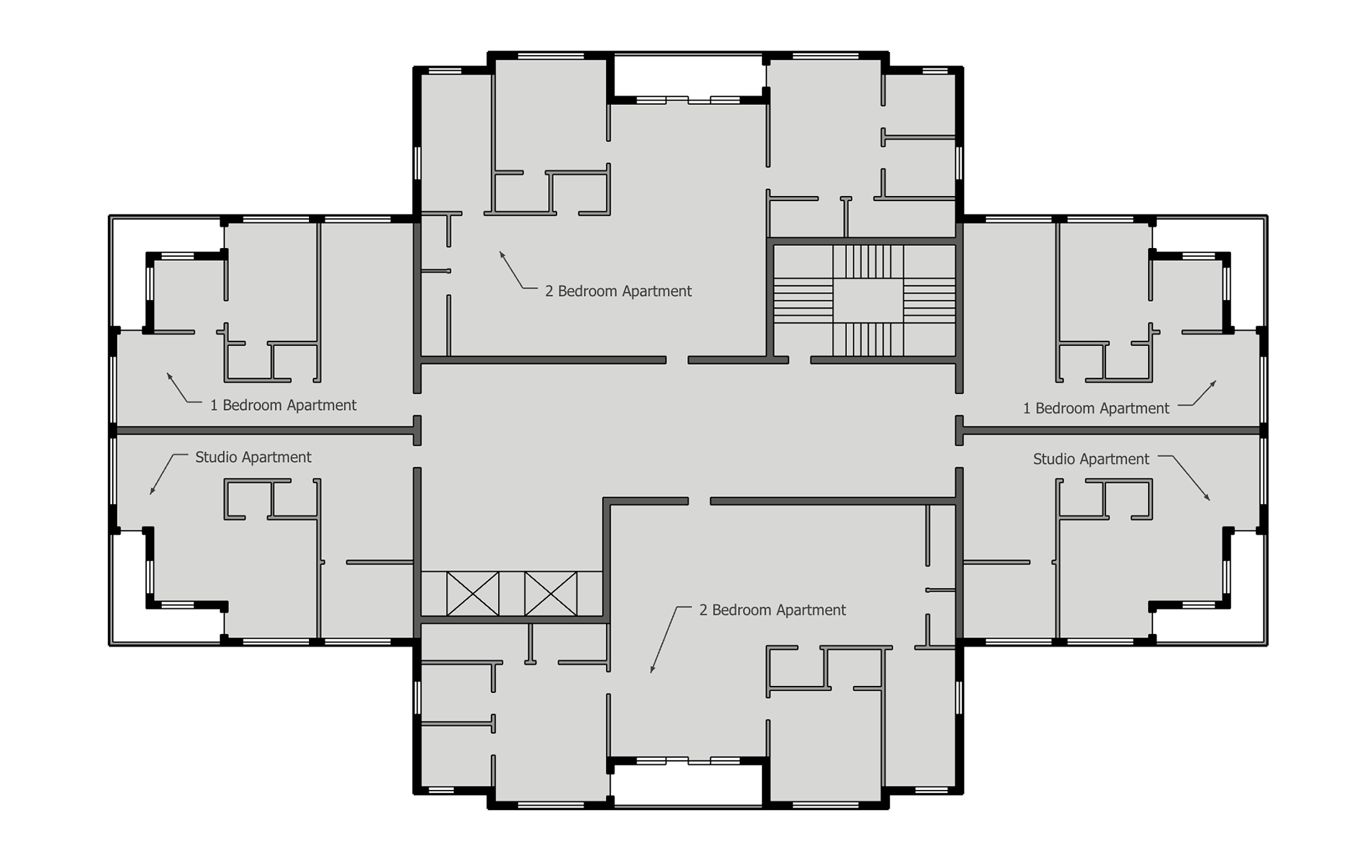 Small Public Housing Design, Floor Plan: Residential Floor