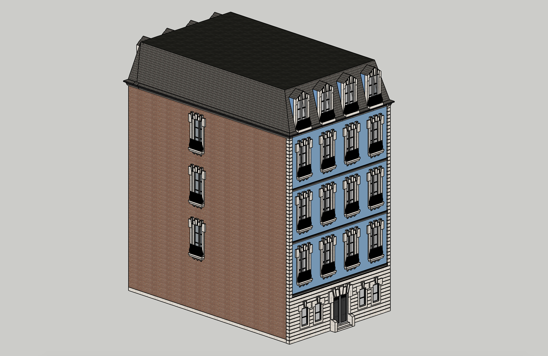 French-Style Townhouse Design, Axonometric