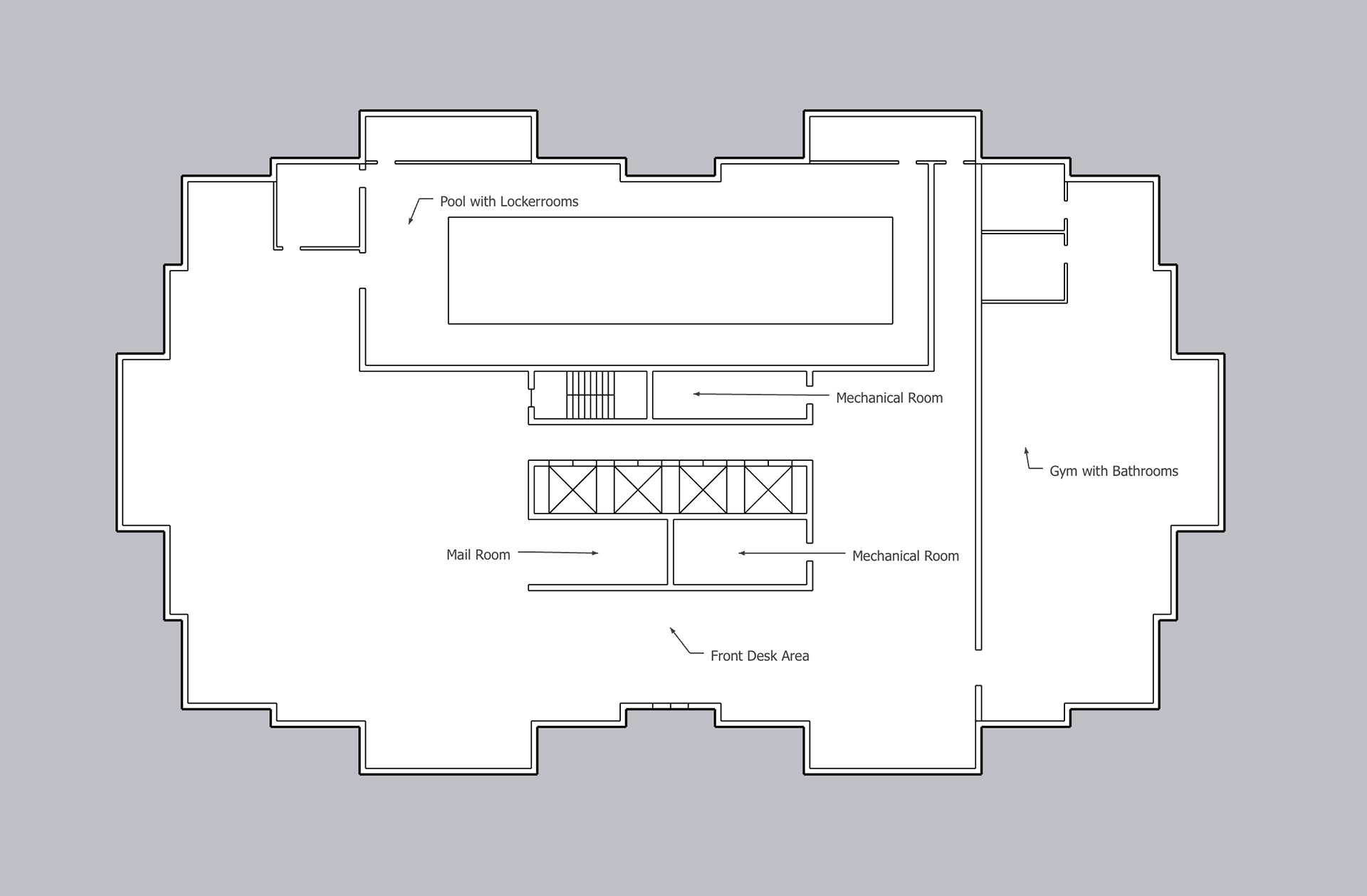 Luxury Apartment Building, Floor Plan: Lobby
