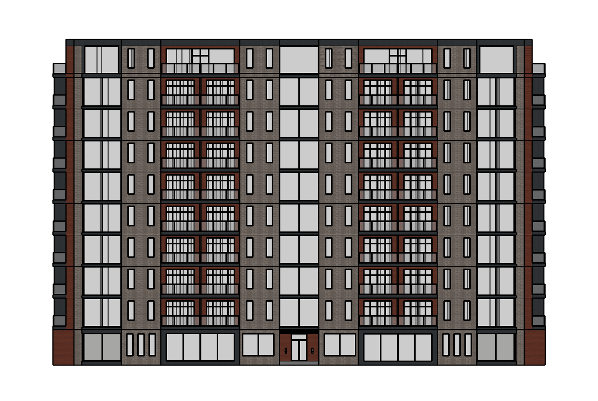 Luxury Apartment Building, South Elevation