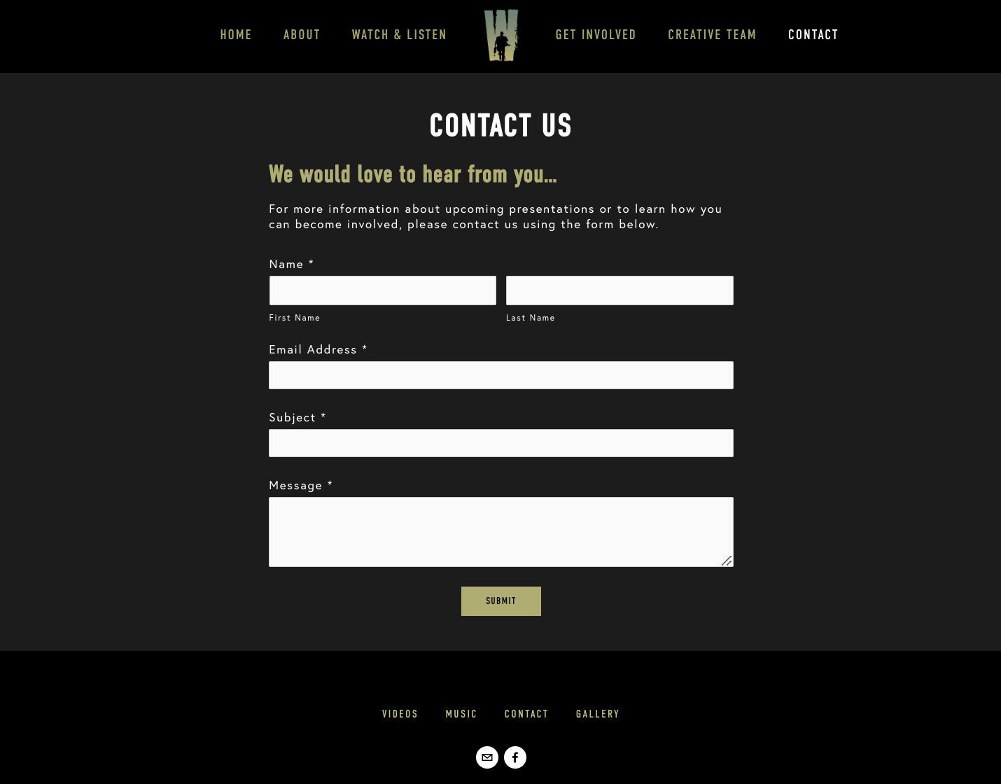 Wallenbergthemusical.com, Contact Us Page