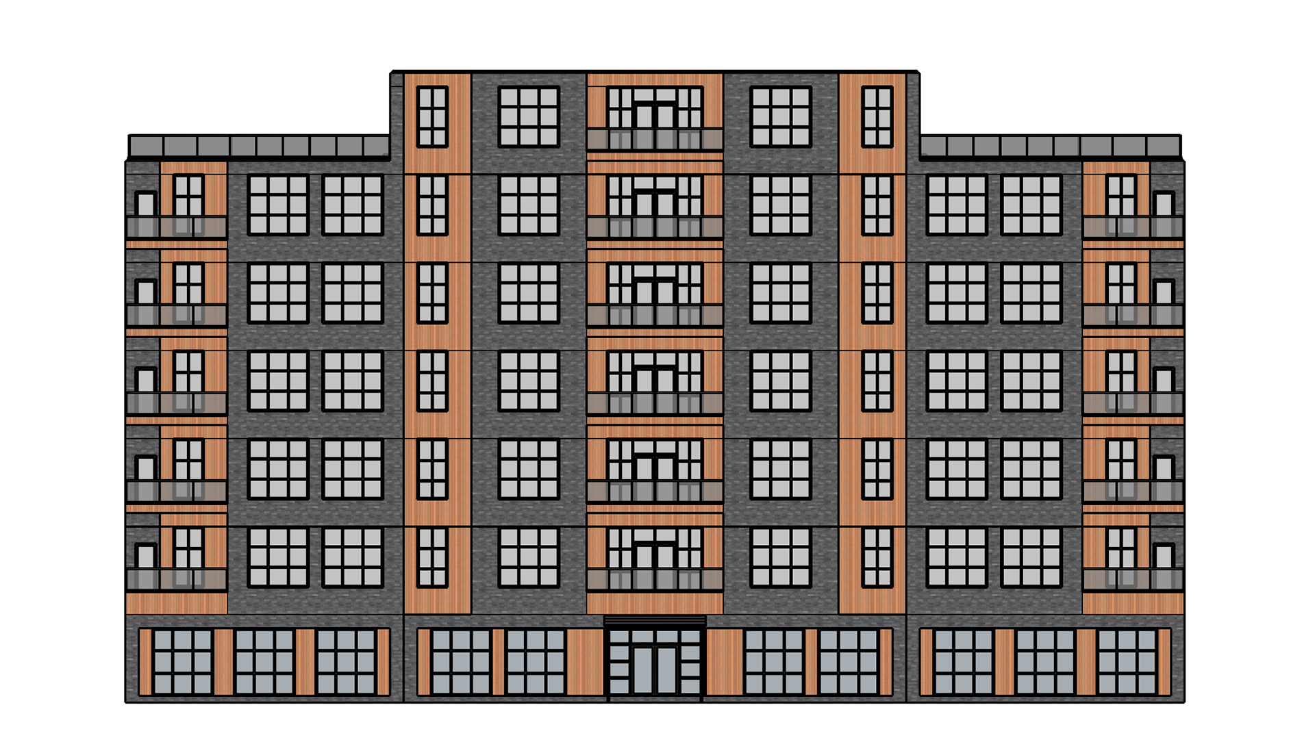 Small Public Housing Design, South Elevation