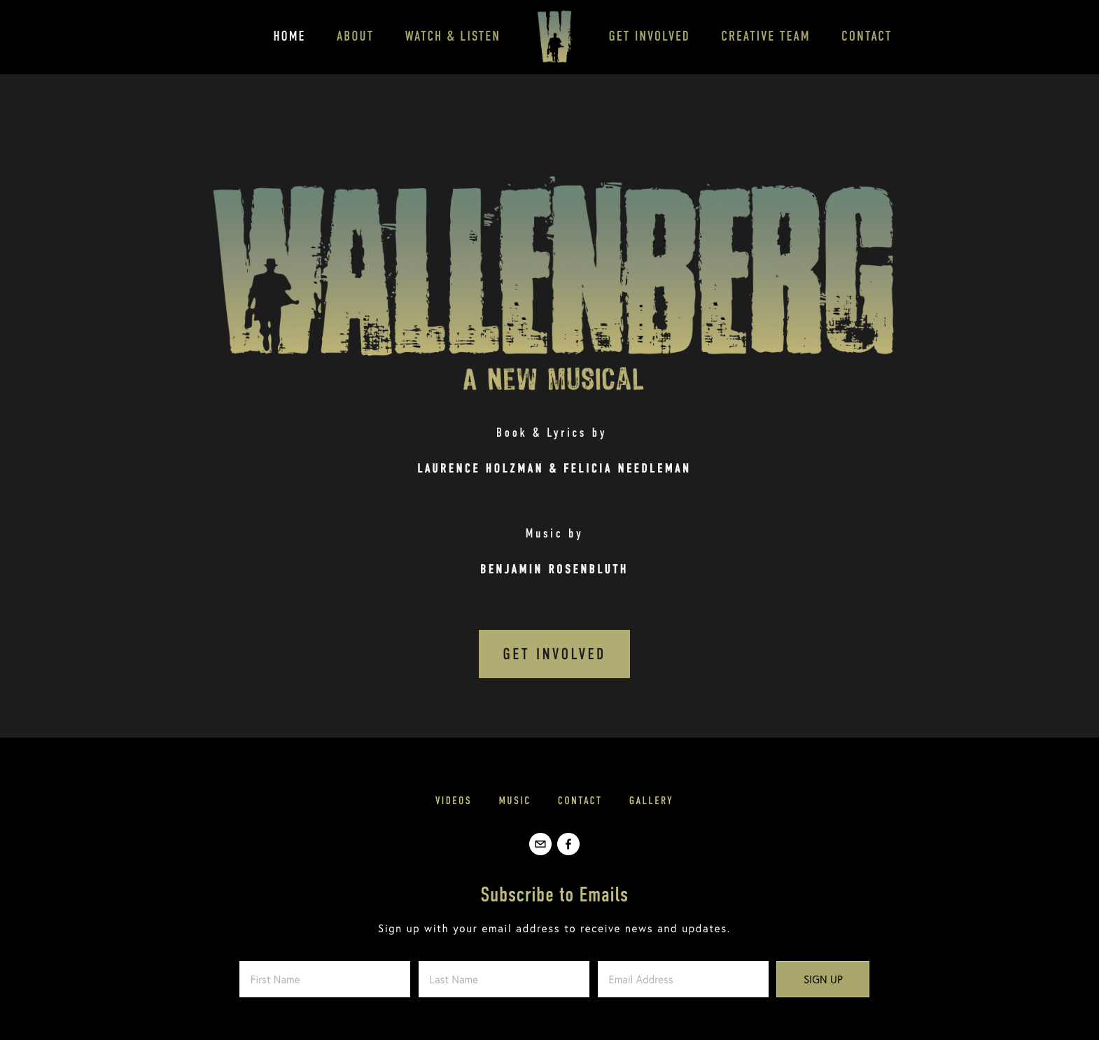Wallenbergthemusical.com, Landing Page