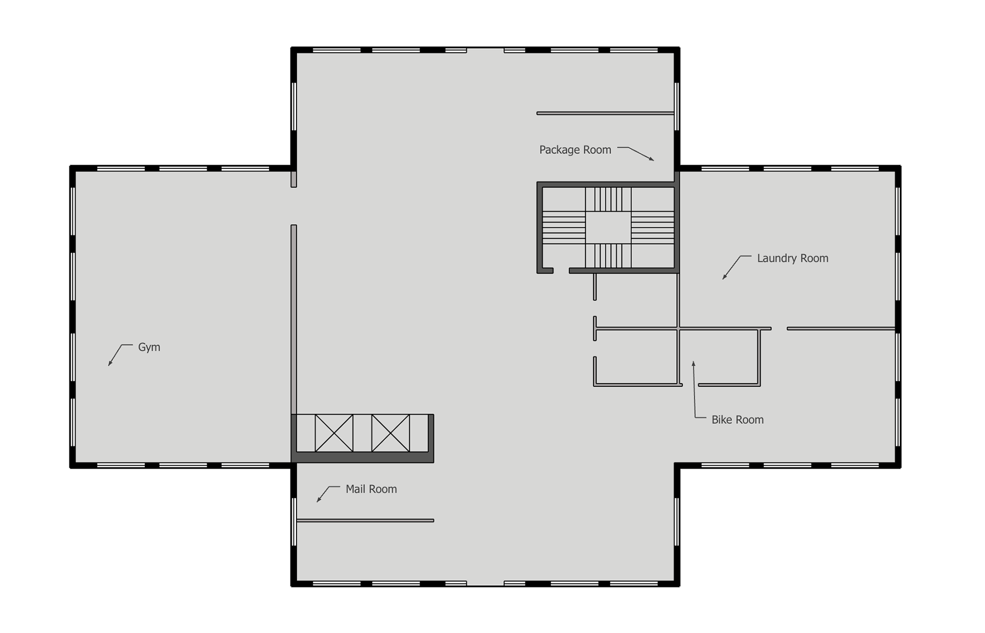 Small Public Housing Design, Floor Plan: Lobby