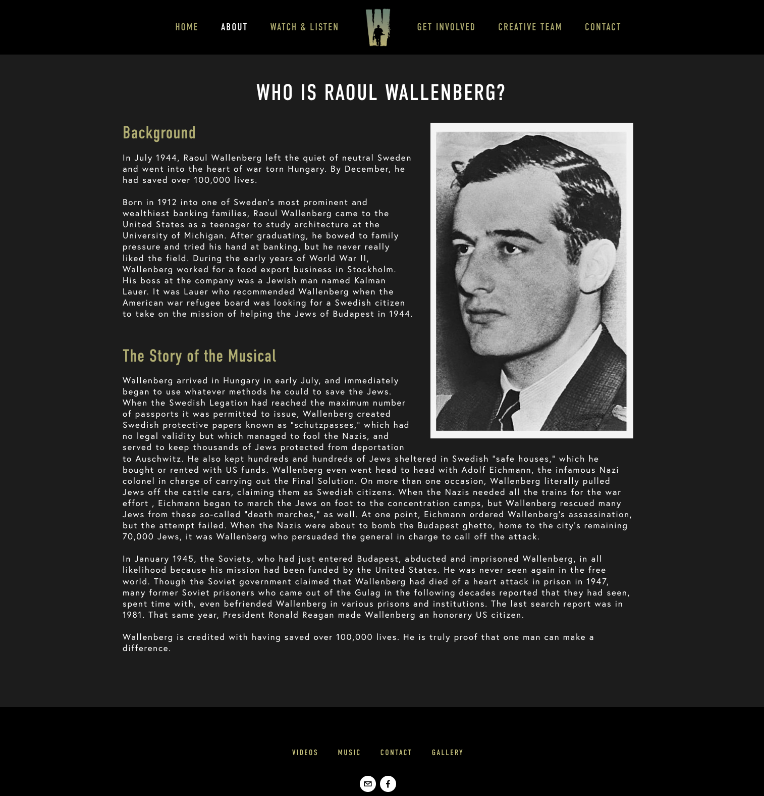 Wallenbergthemusical.com, About Page 2