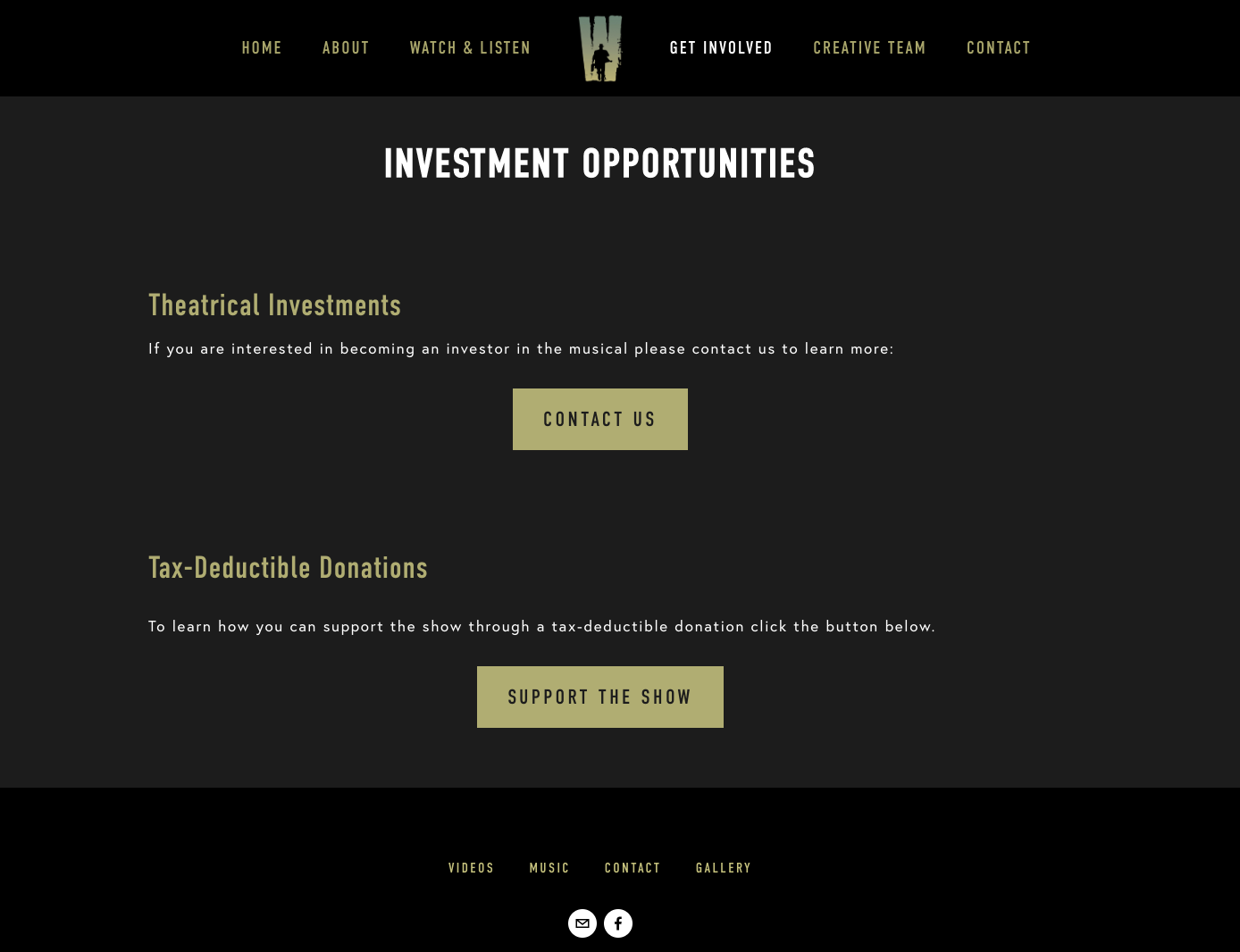 Wallenbergthemusical.com, Investments Page