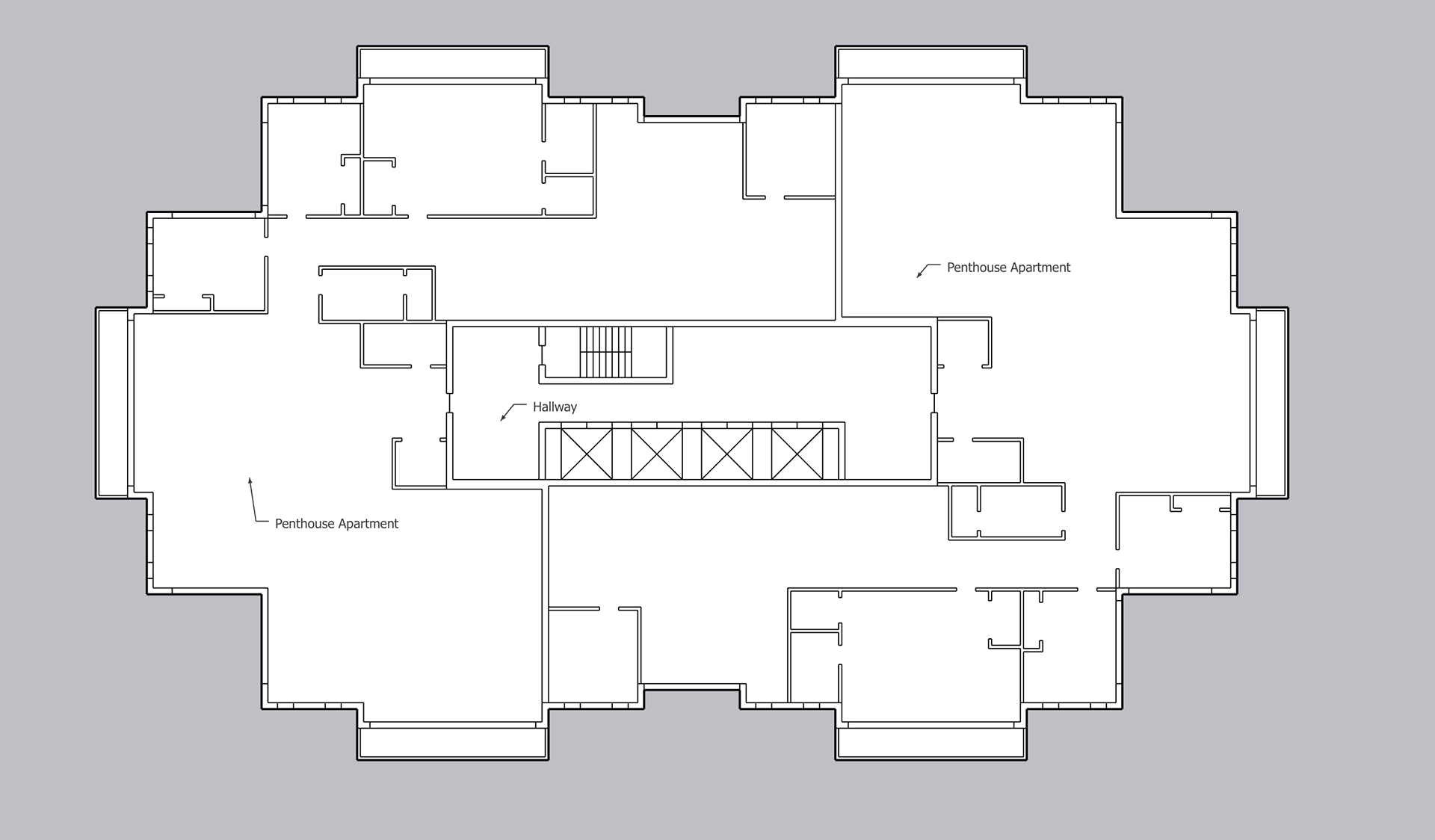 Luxury Apartment Building, Floor Plan: Penthouse Floor