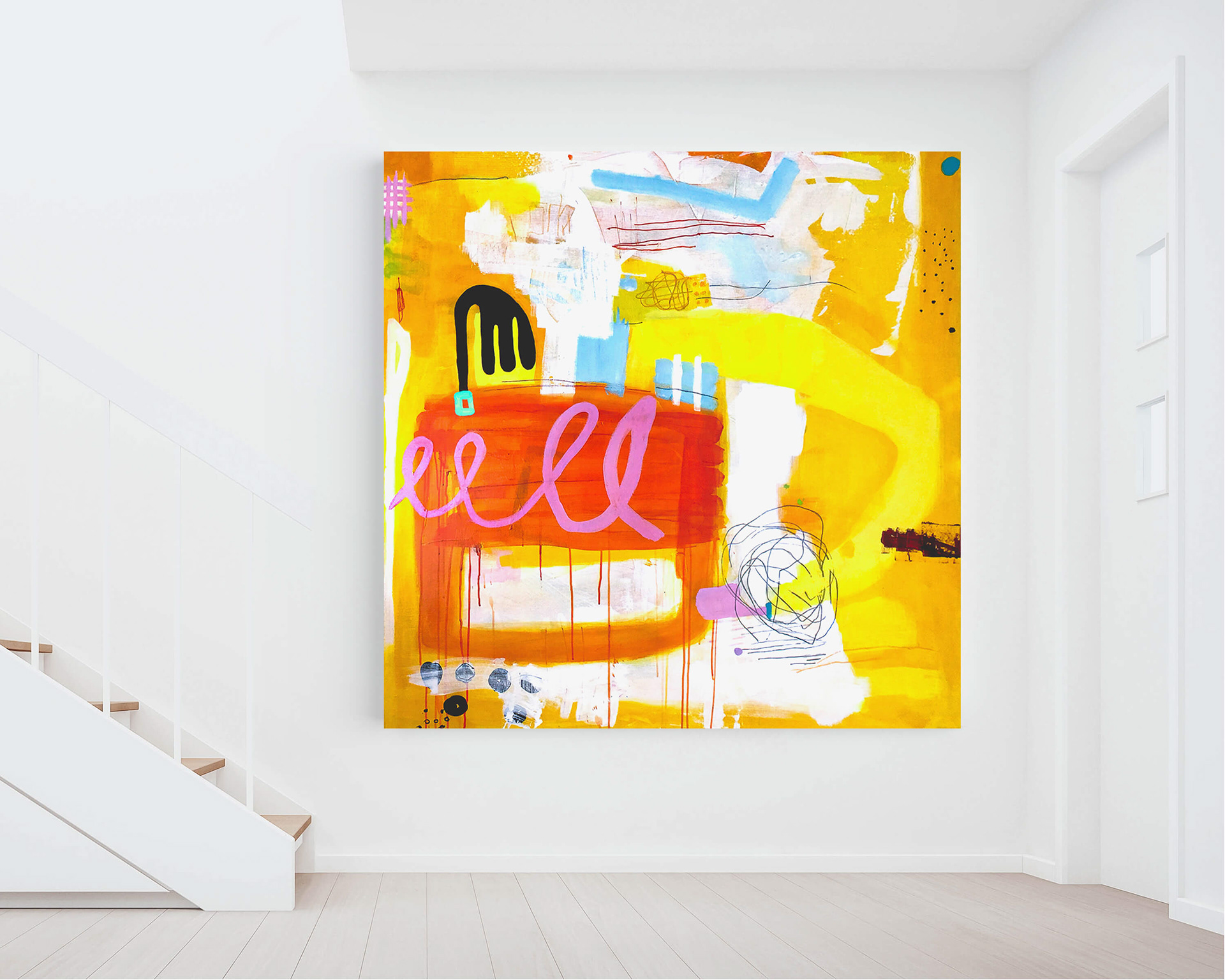 With Joy, Acrylics on Canvas 48 x 48"