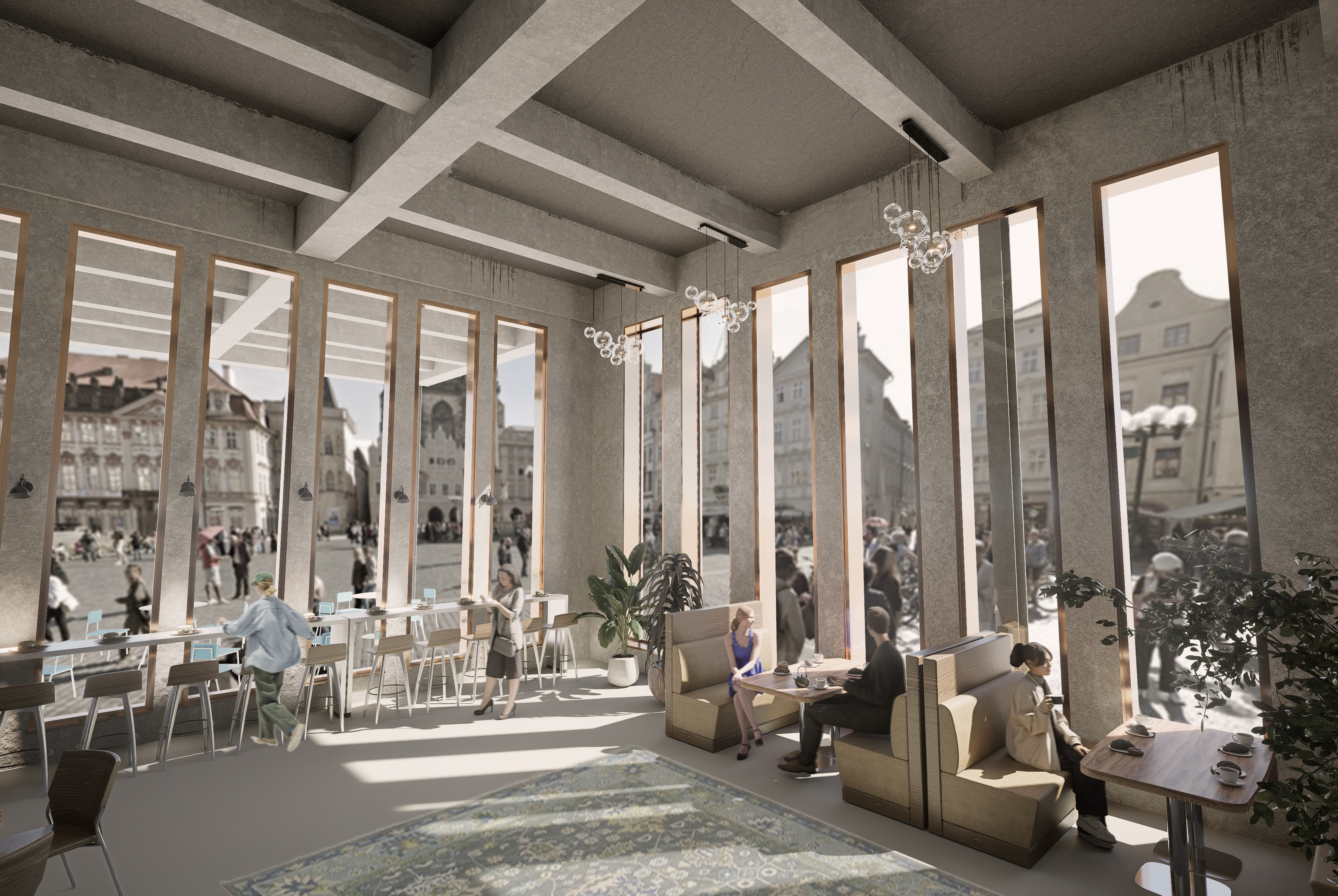 Staromestske Cafe featuring views of the Staromestske Square