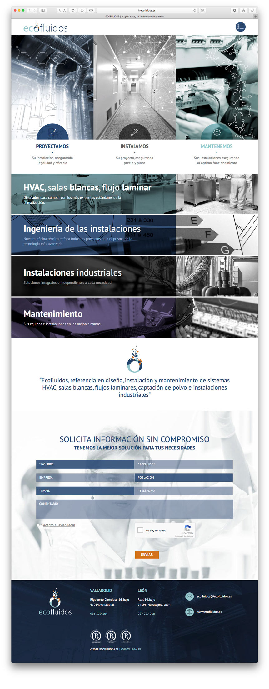 Diseño Home web Ecofluidos por Global y Punto