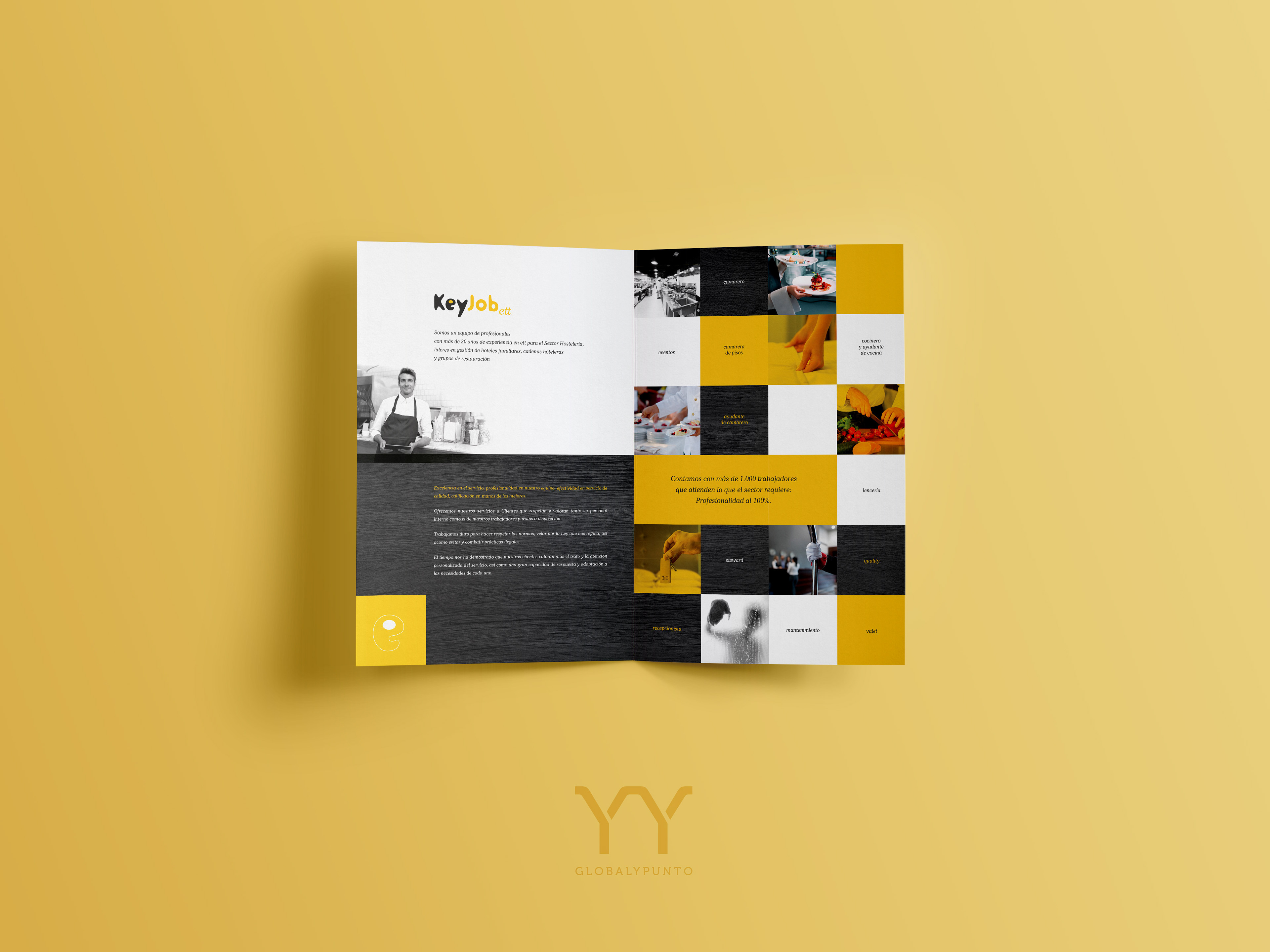 Diseño de díttico para KeyJobs ett. Globalypunto.com