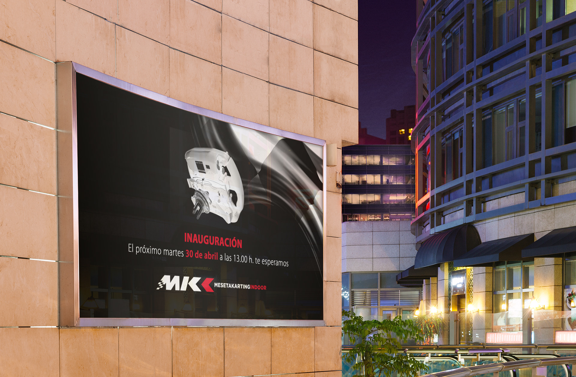 Cartel inauguración pista MKI realizado por Global y punto