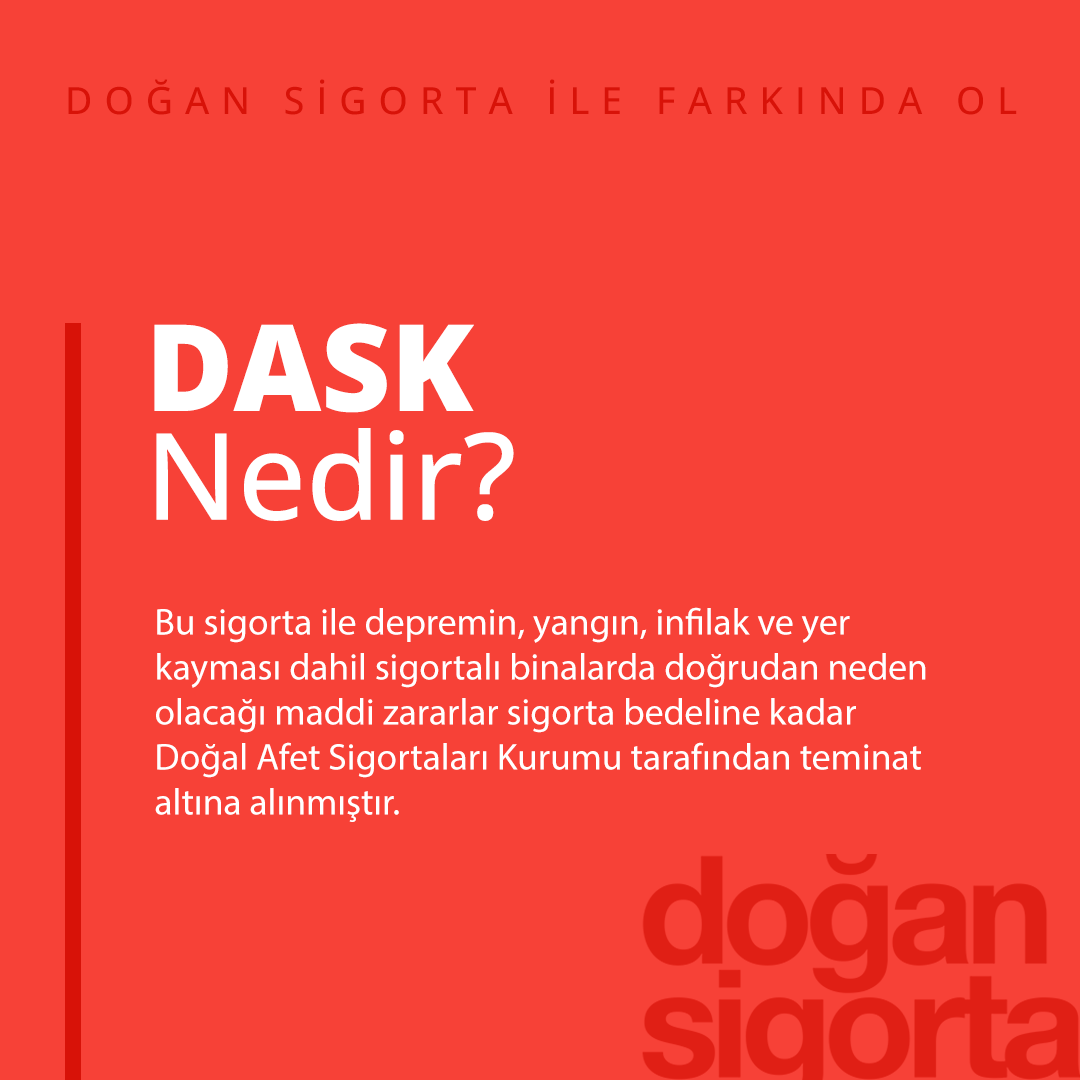 Doğan Sigorta için hazırlanan DASK nedir bilgilendirici sosyal medya tasarımı