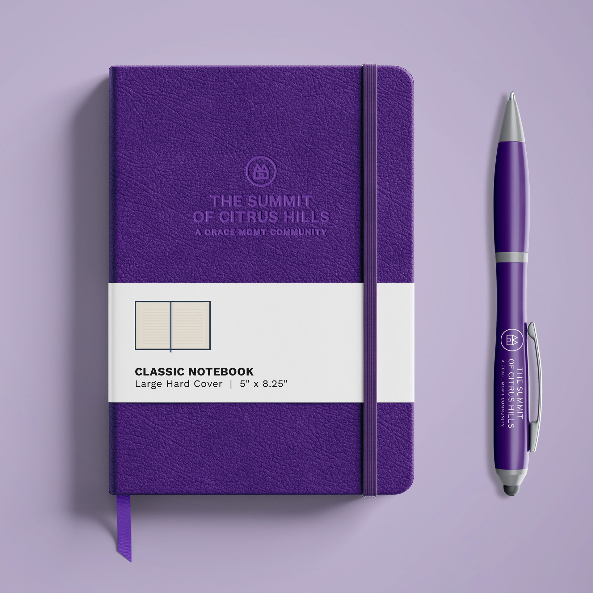 Embossed notebook and pen